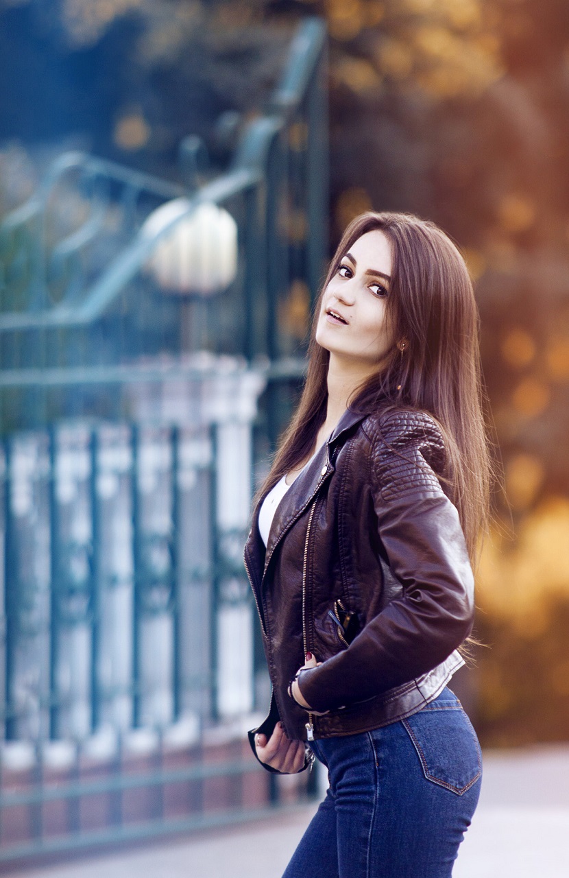 brunette, women, model, long hair, pale, Alina, brown jacket | 830x1280 ...