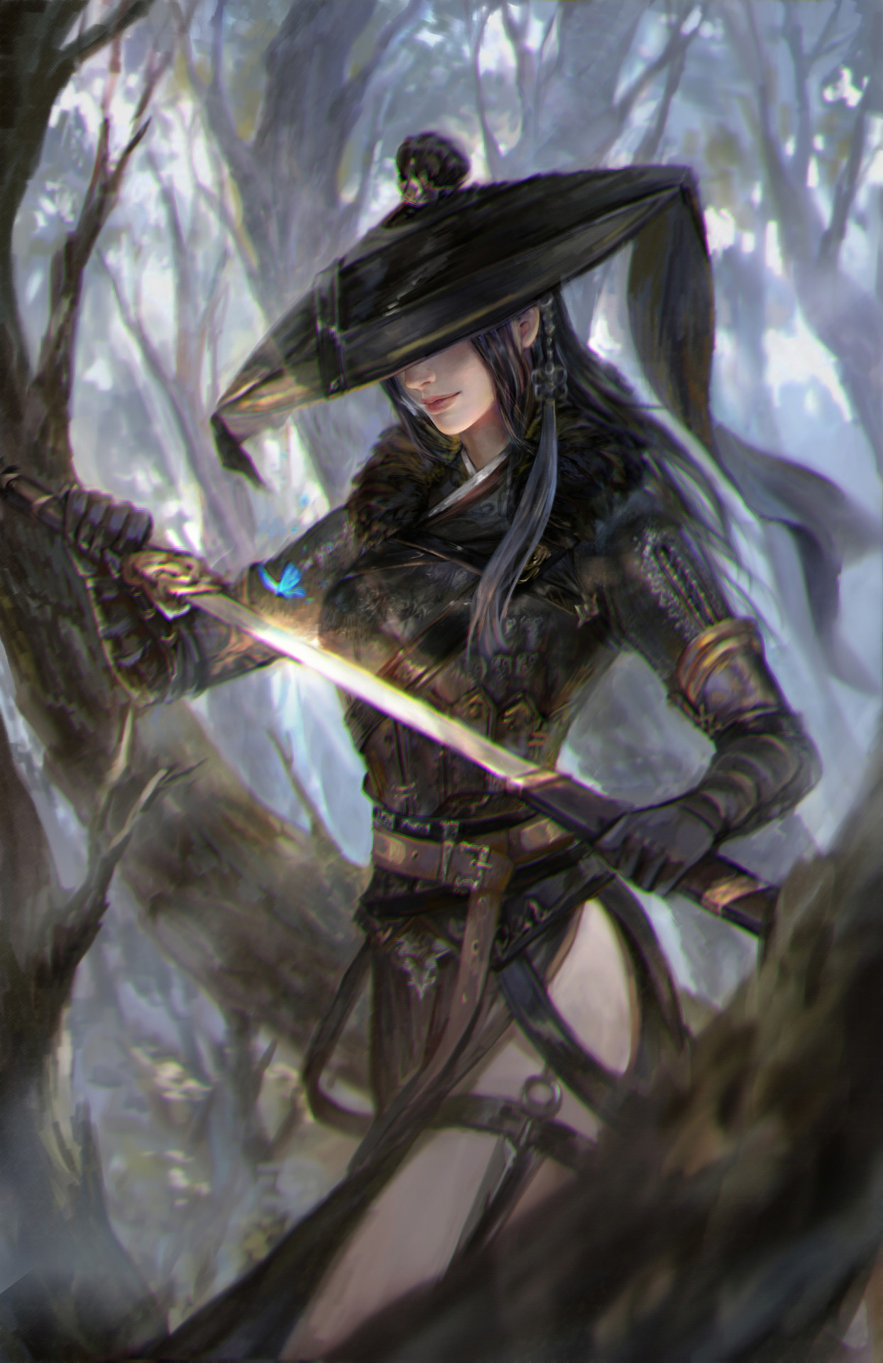 General 1244x1920 warrior women sword hat fantasy art fantasy girl weapon Wuxia