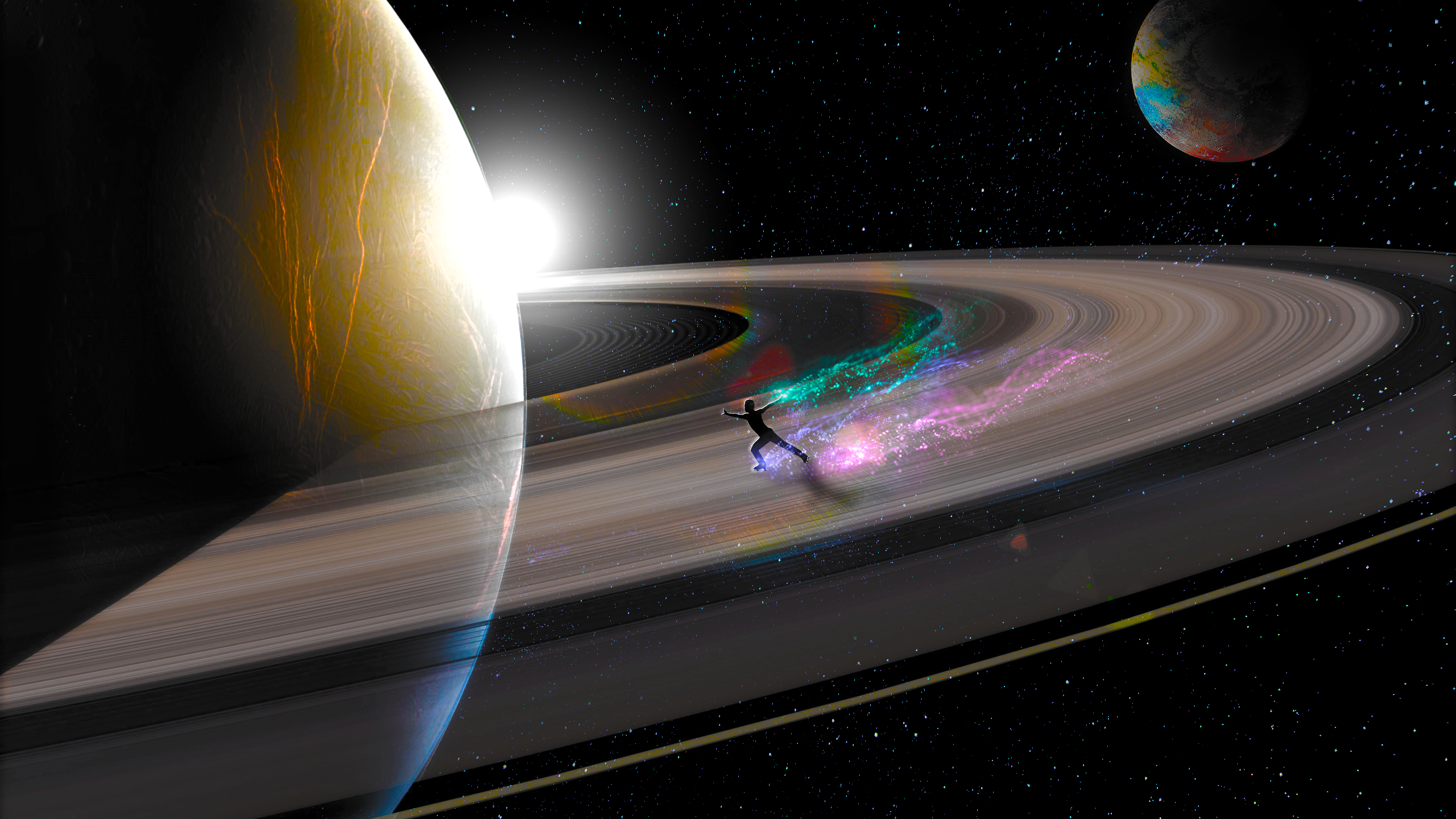 General 2560x1440 planet Saturn stars space space art planetary rings