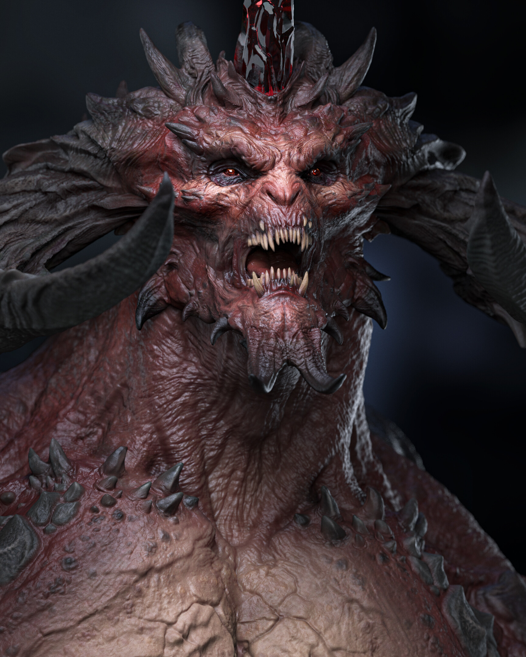 General 1728x2159 fan art video games PC gaming Diablo CGI demon creature video game art horns digital art
