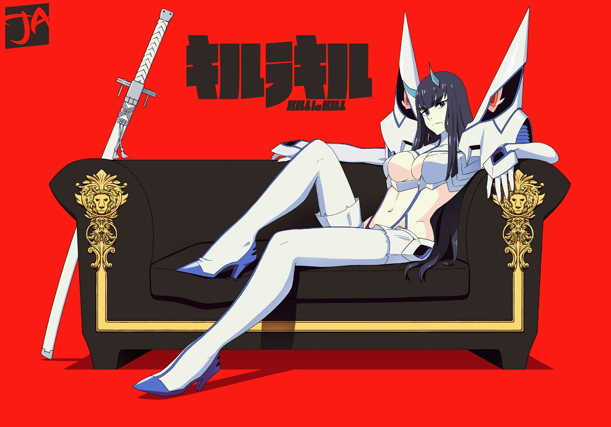 Anime 2048x1430 Kiryuin Satsuki Kill la Kill J Adsen red background