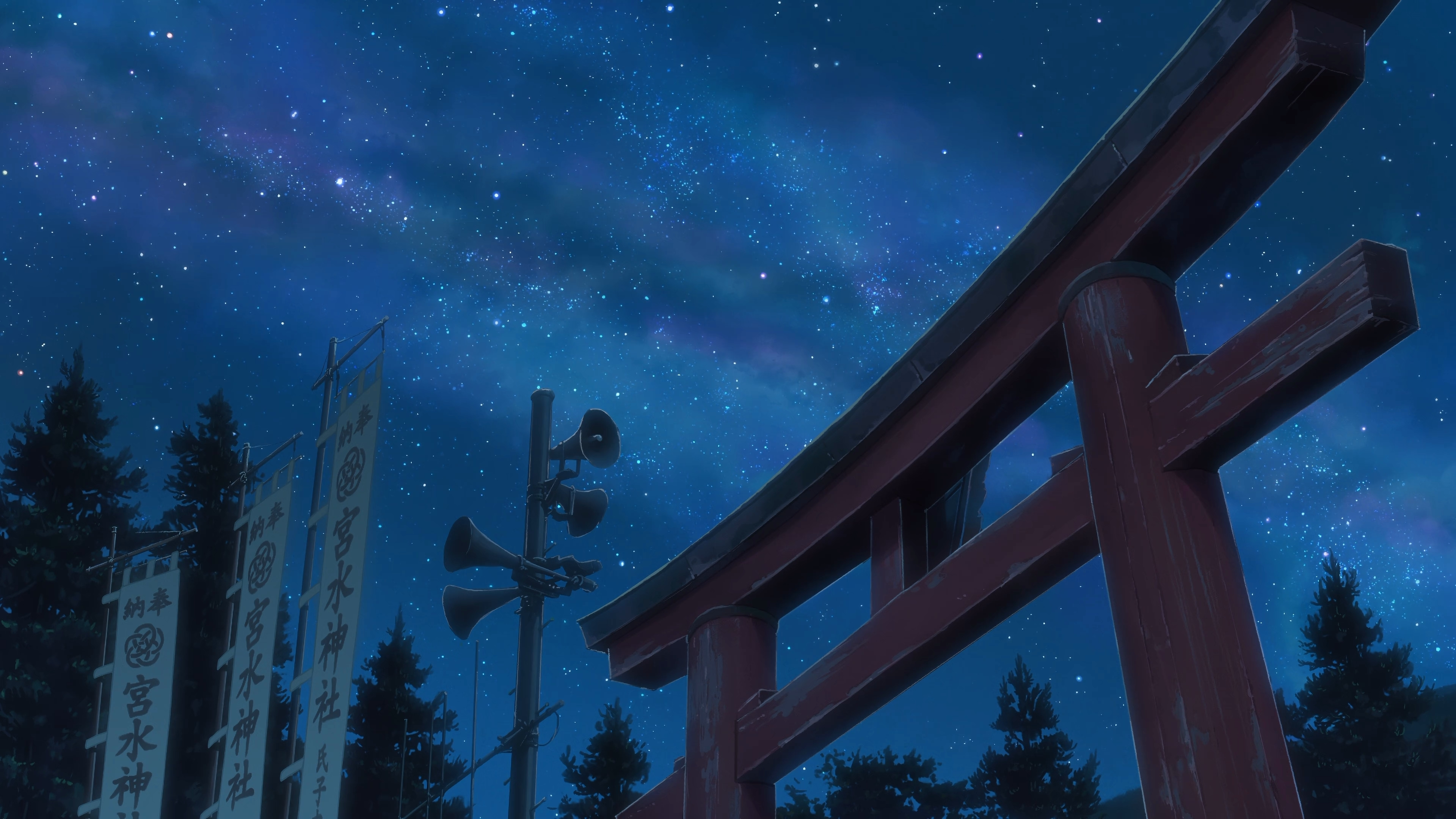 Anime 3840x2160 Makoto Shinkai  Kimi no Na Wa anime night stars sky low-angle