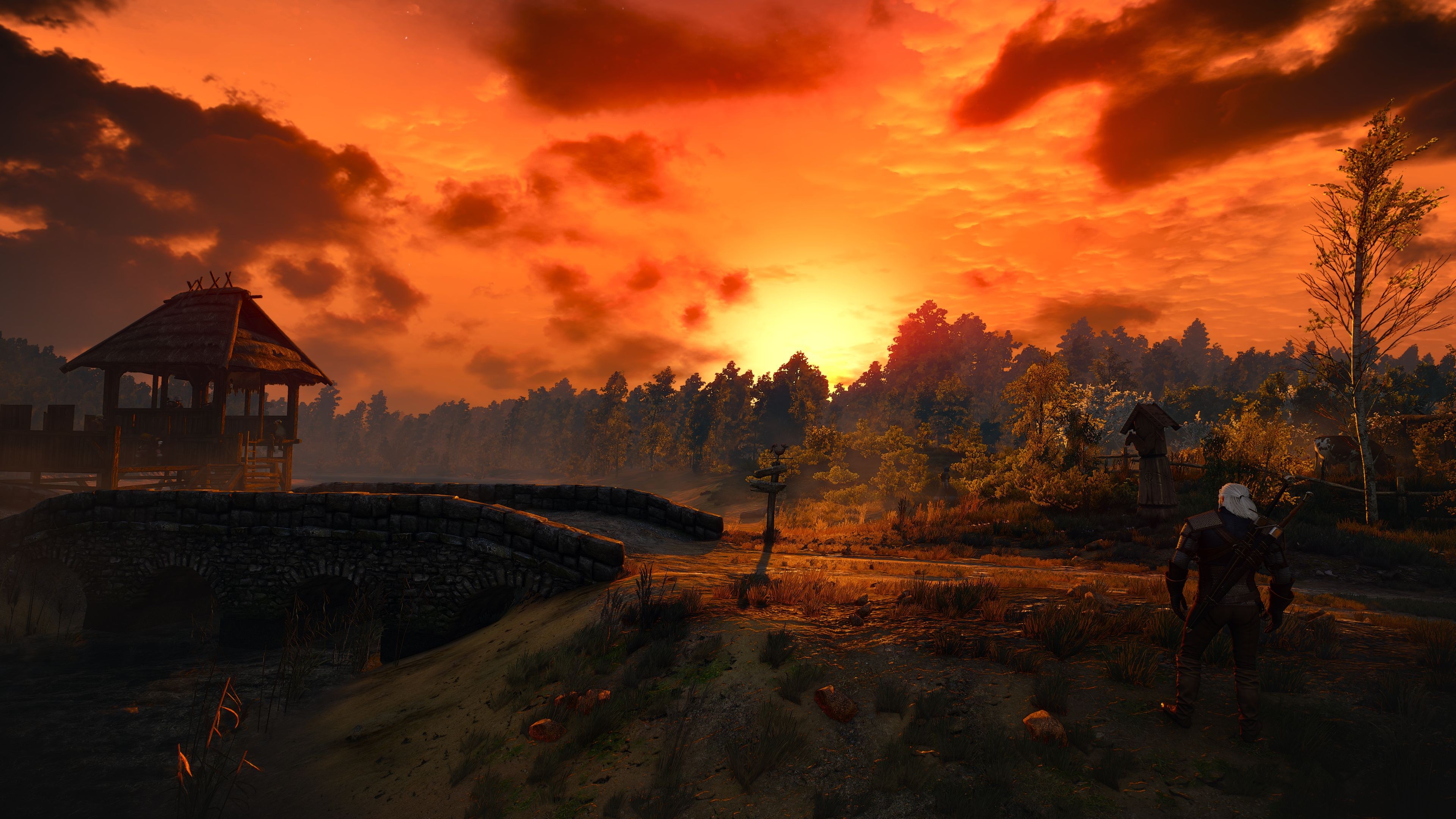 General 3840x2160 The Witcher 3: Wild Hunt screen shot Nvidia Ansel The Witcher Velen CD Projekt RED video game landscape orange sky video games PC gaming RPG