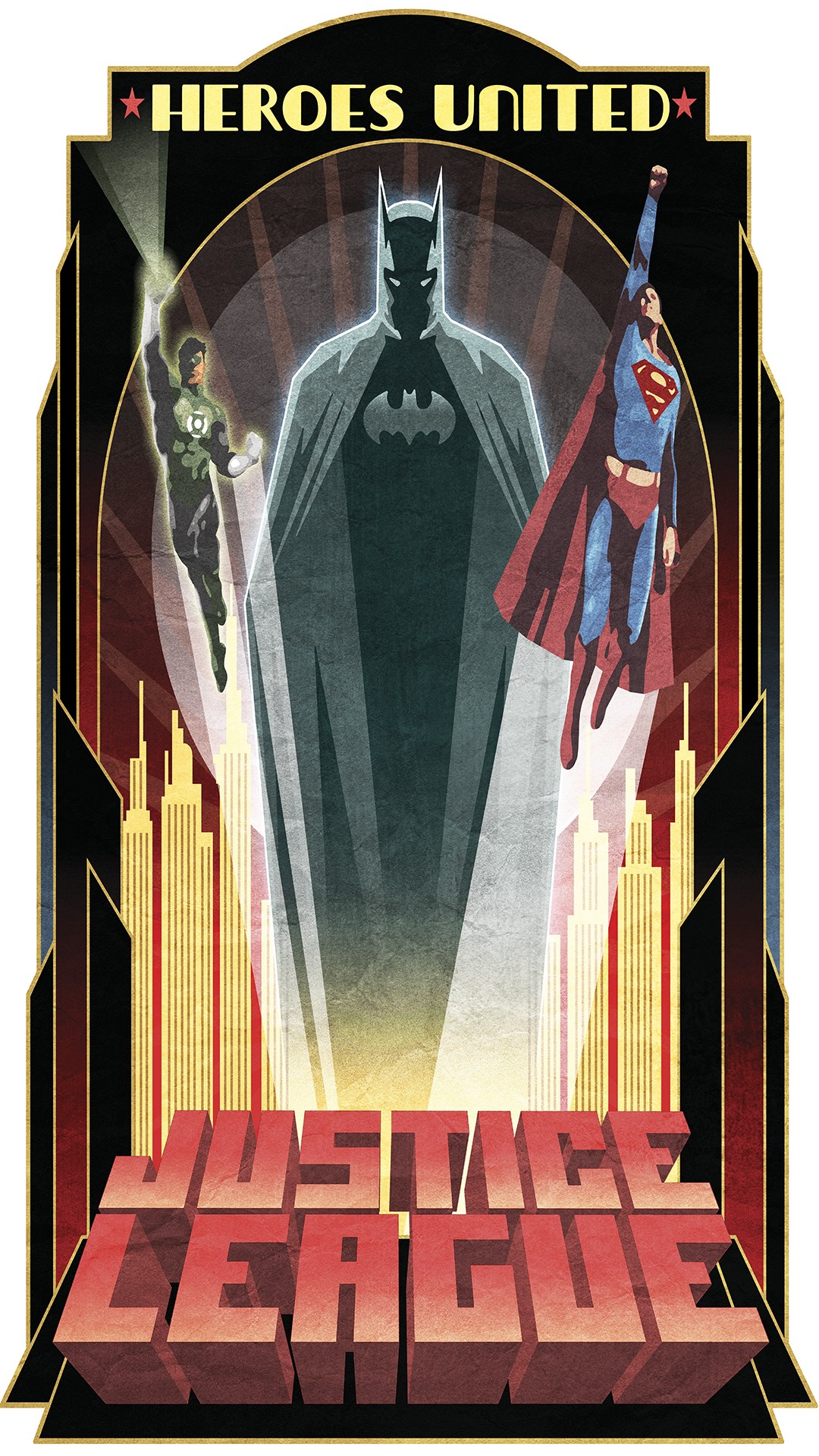 General 1080x1920 Justice League men Batman logo Superman Green Lantern vintage banner portrait display