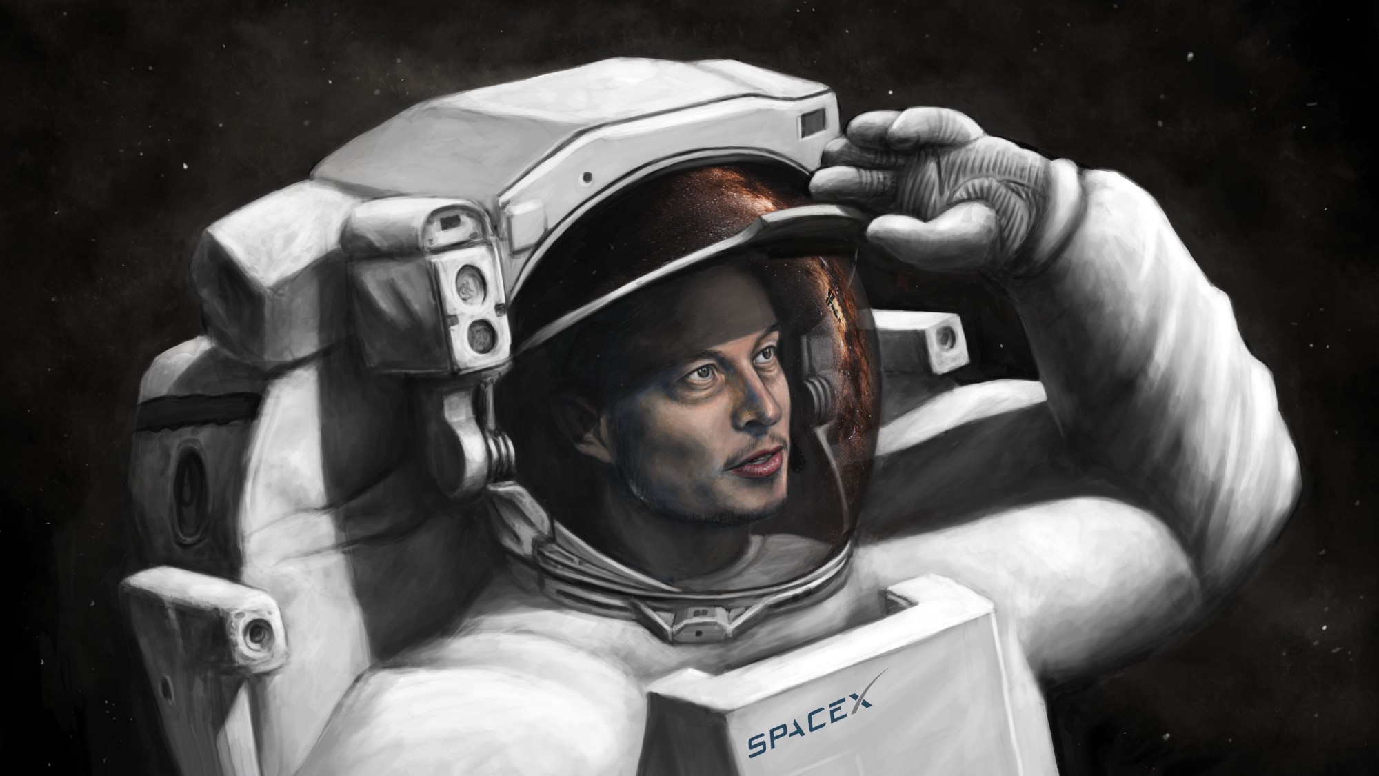 General 2000x1125 astronaut artwork SpaceX Elon Musk