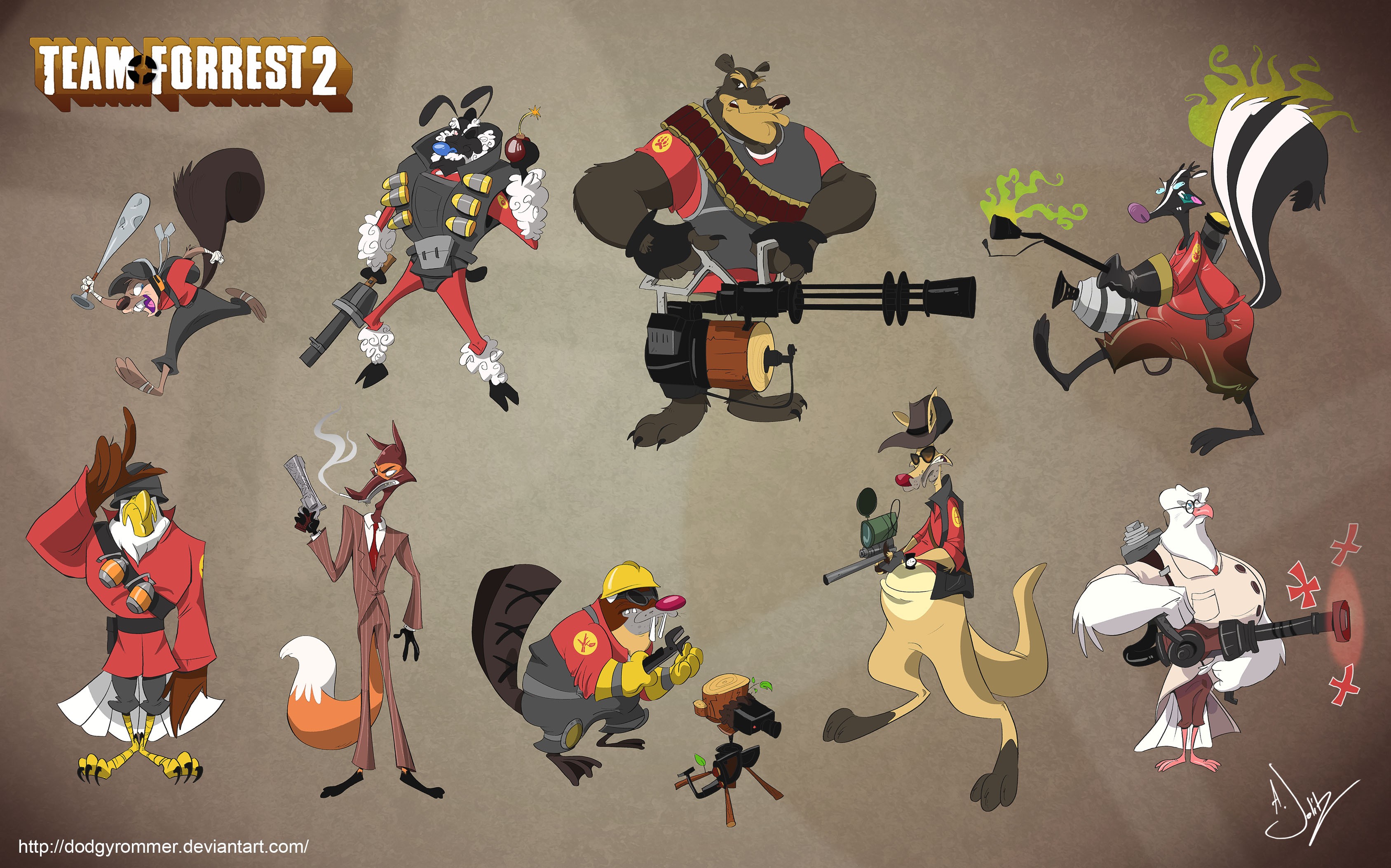 General 3375x2106 Sniper (TF2) Spy (TF2) Scout (TF2) Soldier (TF2) Medic (TF2) Heavy (TF2) Engineer (TF2) Demoman Pyro (TF2) PC gaming simple background video game characters gun DeviantArt signature digital art concept art