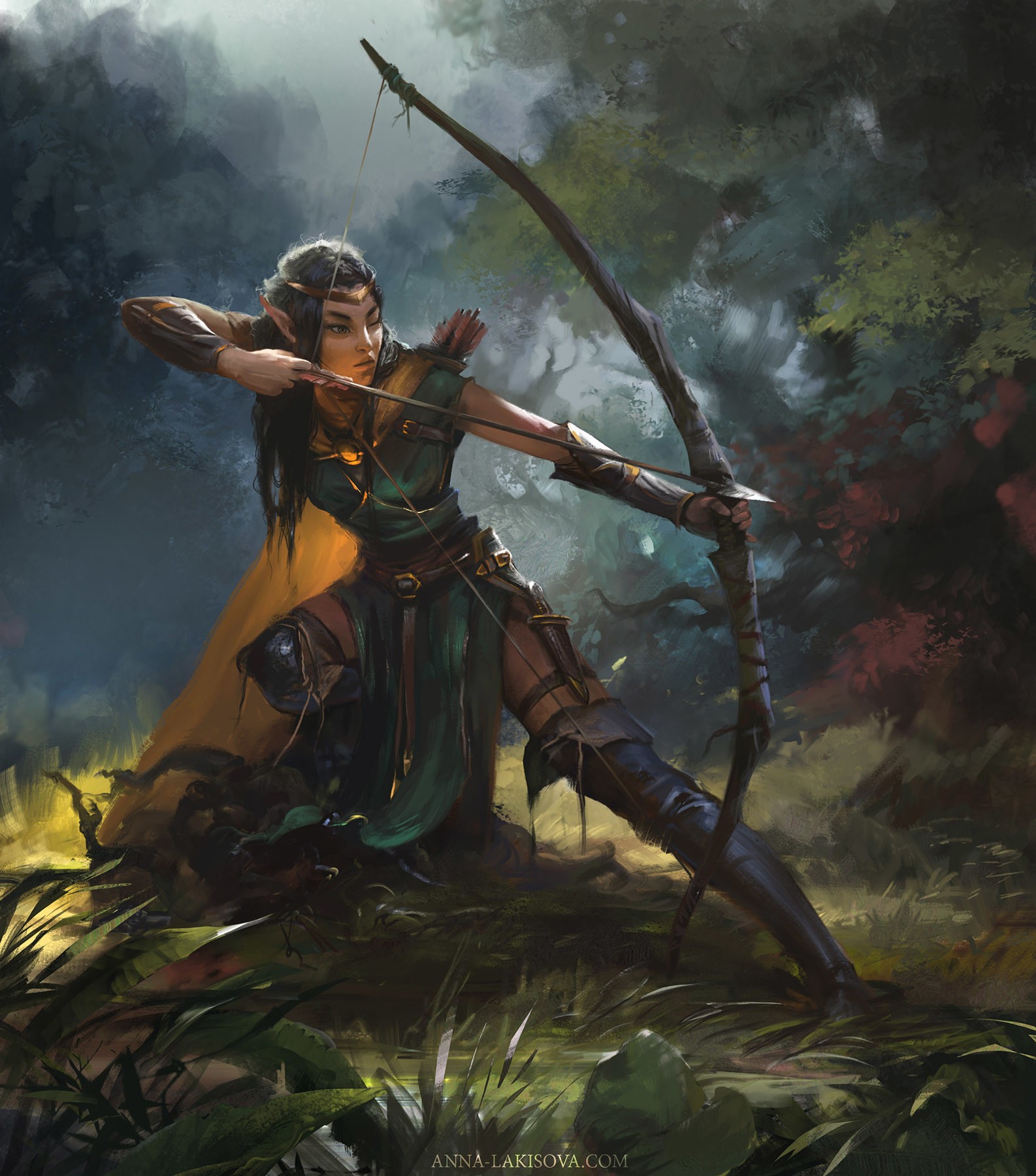 General 1586x1800 fantasy art archer warrior elves