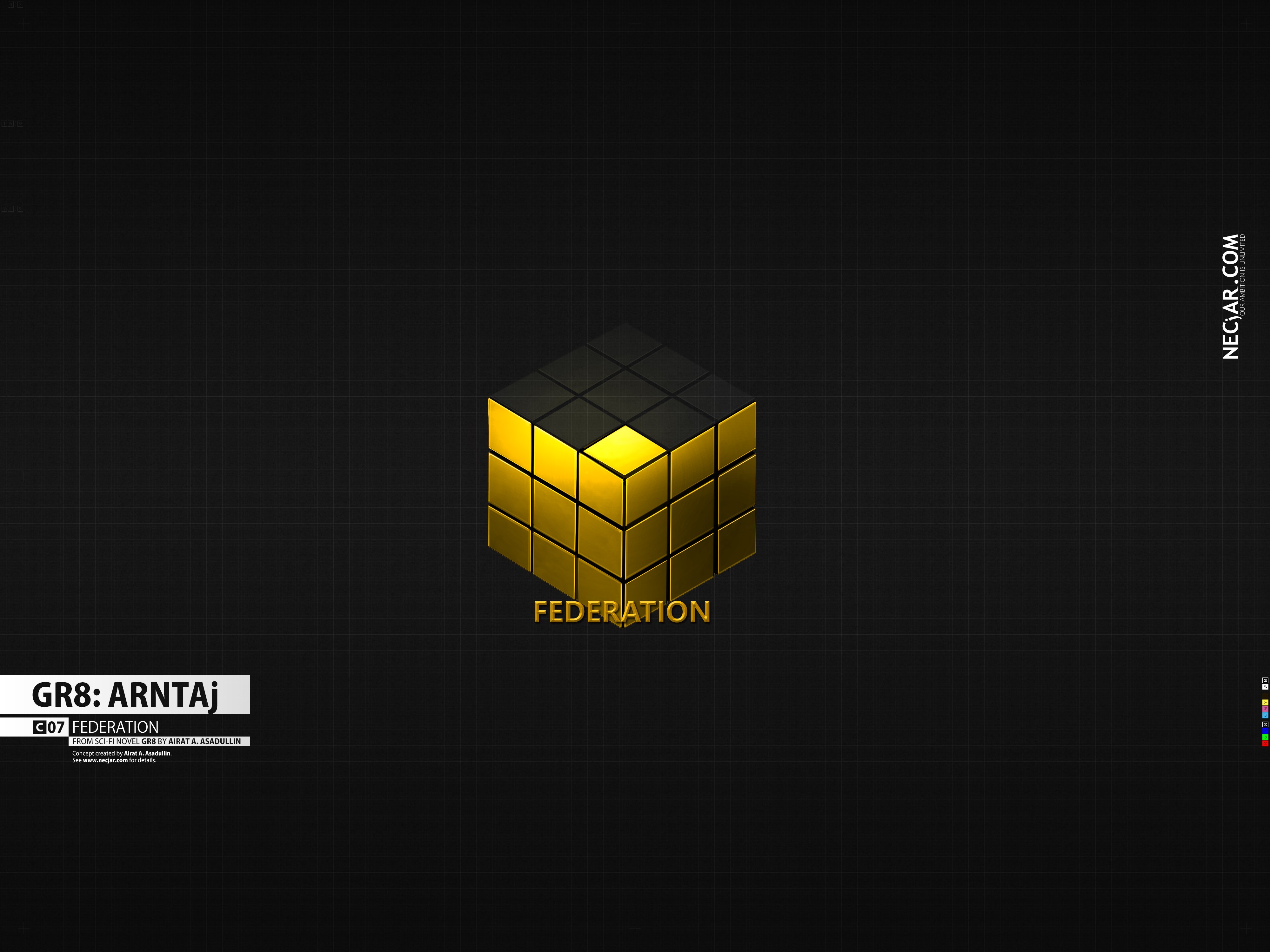 General 4000x3000 GR8 logo science fiction cube 3D blocks CGI simple background abstract 3D Abstract black background