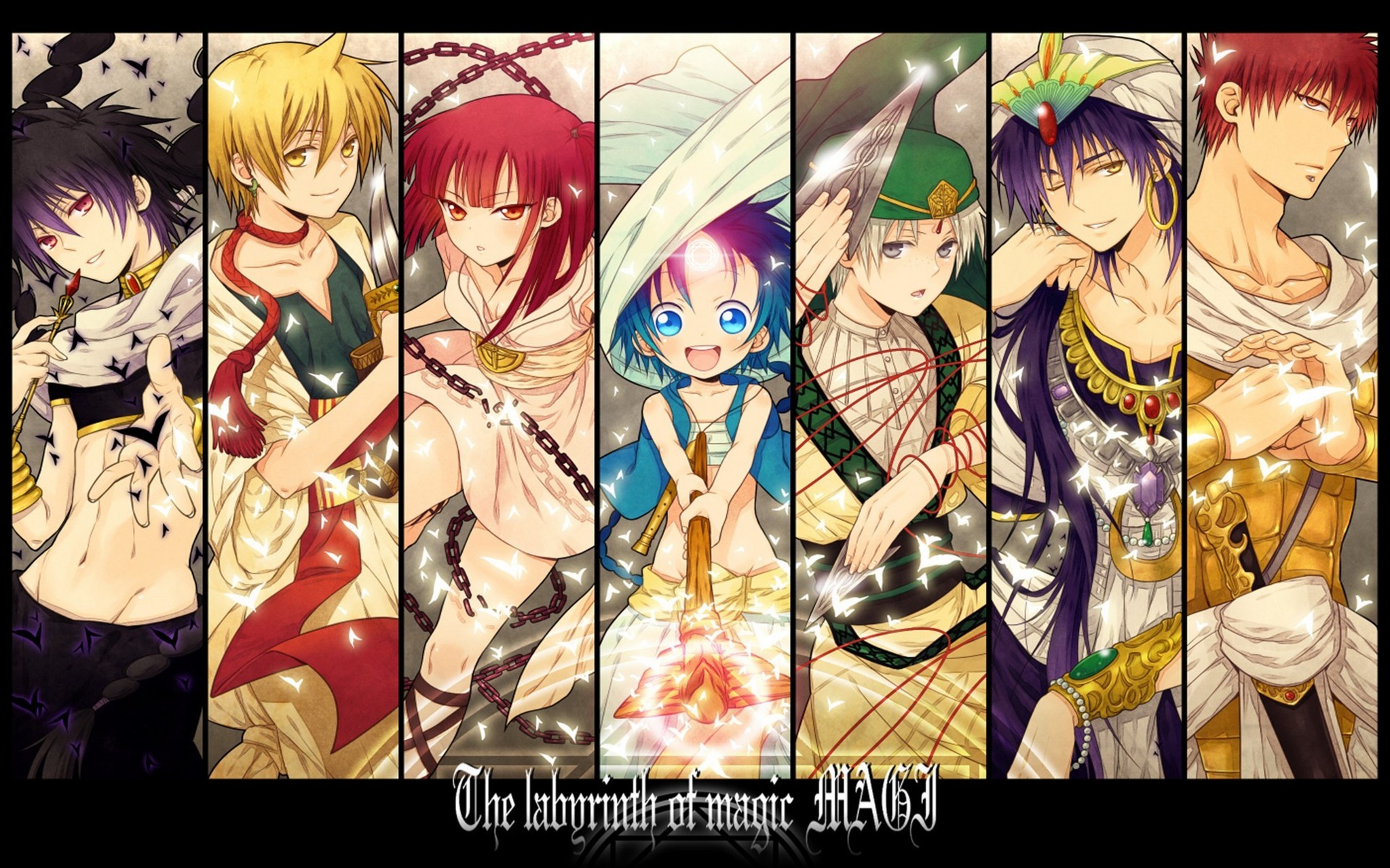 Anime 2048x1280 Aladdin (Magi) Magi: The Labyrinth of Magic Alibaba Saluja anime collage anime boys anime girls