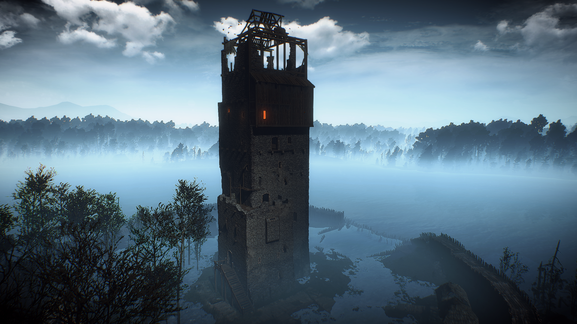 General 1920x1080 The Witcher 3: Wild Hunt video games RPG screen shot tower PC gaming video game landscape