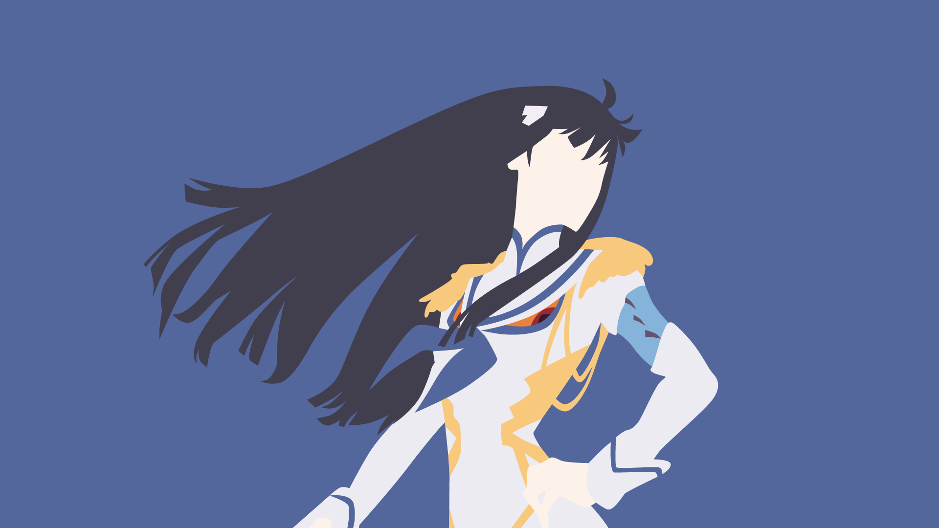 Anime 1920x1080 Kill la Kill anime anime girls Kiryuin Satsuki anime vectors blue background black hair long hair minimalism