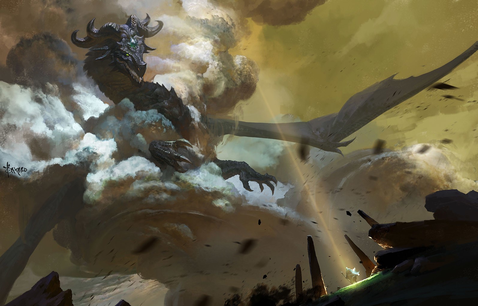 General 1595x1024 fantasy art dragon creature wizard sky wings