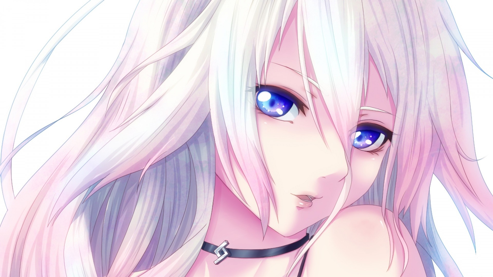 Anime 1920x1080 anime anime girls long hair IA (Vocaloid) Vocaloid blue eyes pink hair necklace choker
