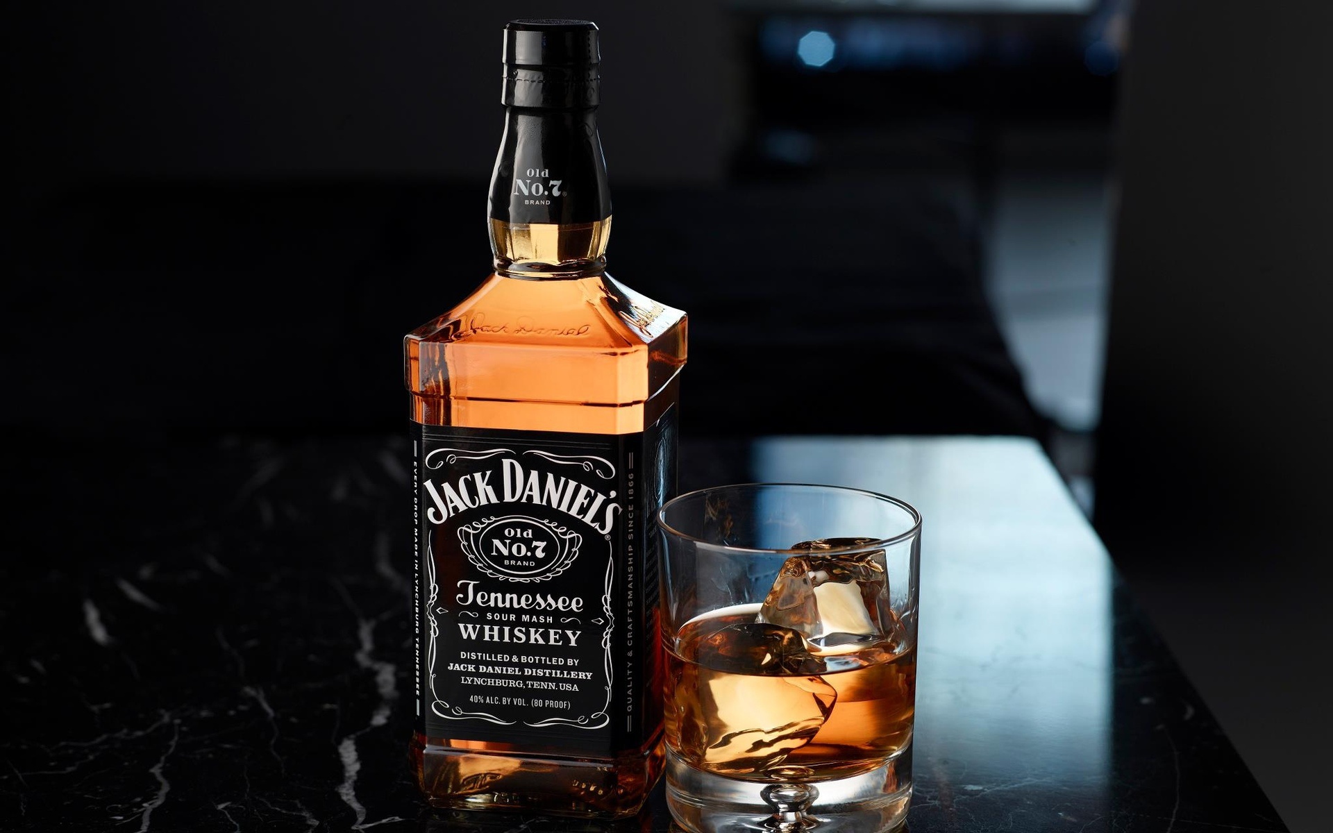 General 1920x1200 alcohol bottles whiskey food drinking glass brand Jack Daniel's ice cubes drink