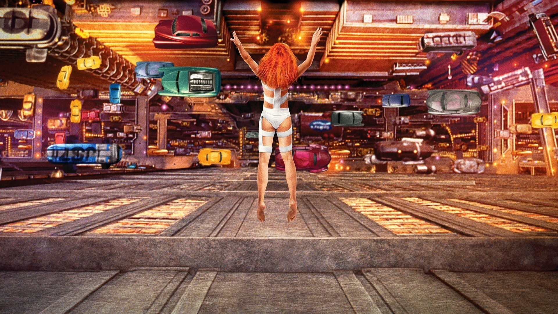 General 1920x1080 The Fifth Element movies Milla Jovovich  science fiction Luc Besson futuristic city Leeloo women jumping flying car