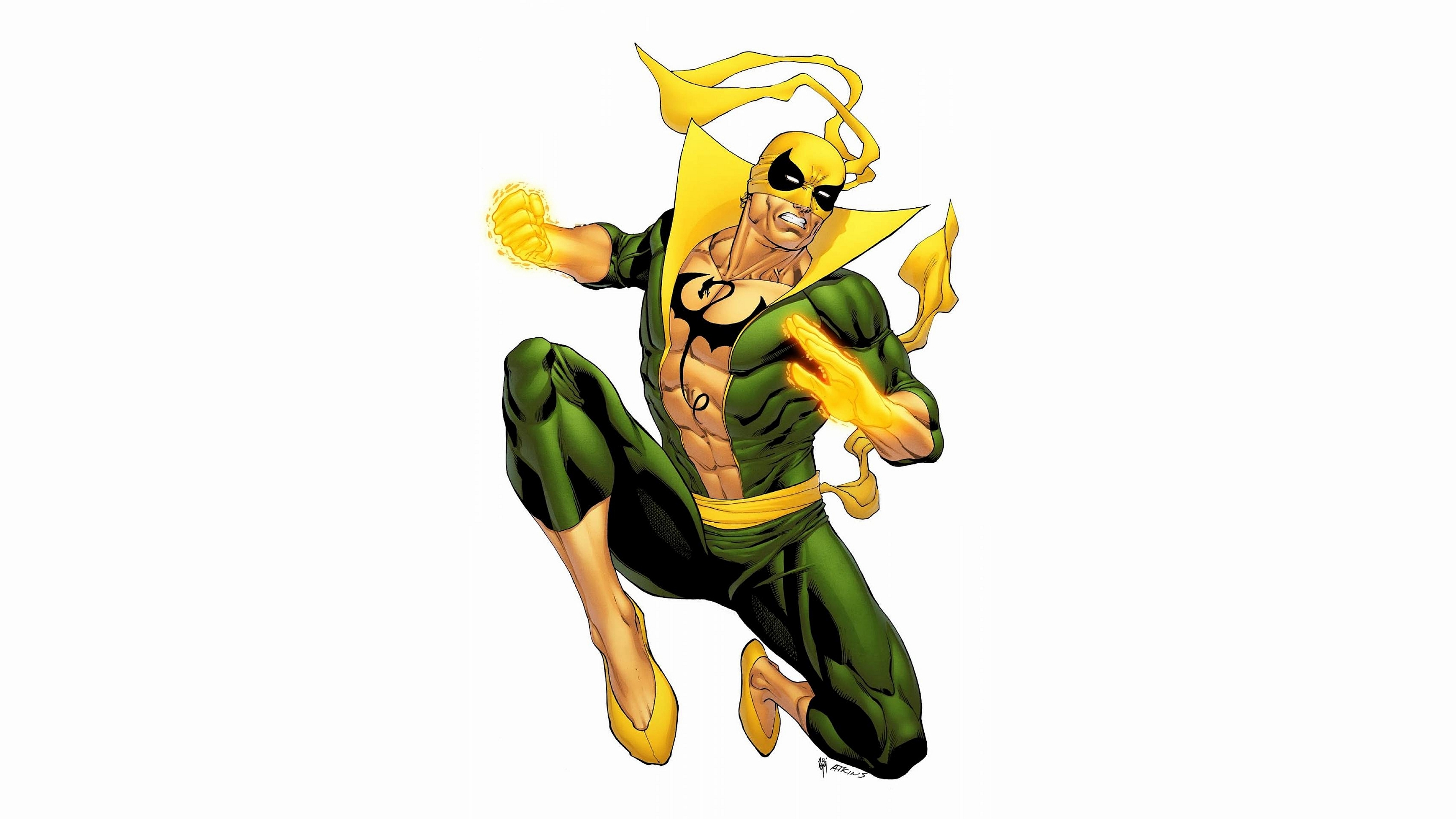 General 3450x1940 Marvel Comics Iron Fist simple background white background mask