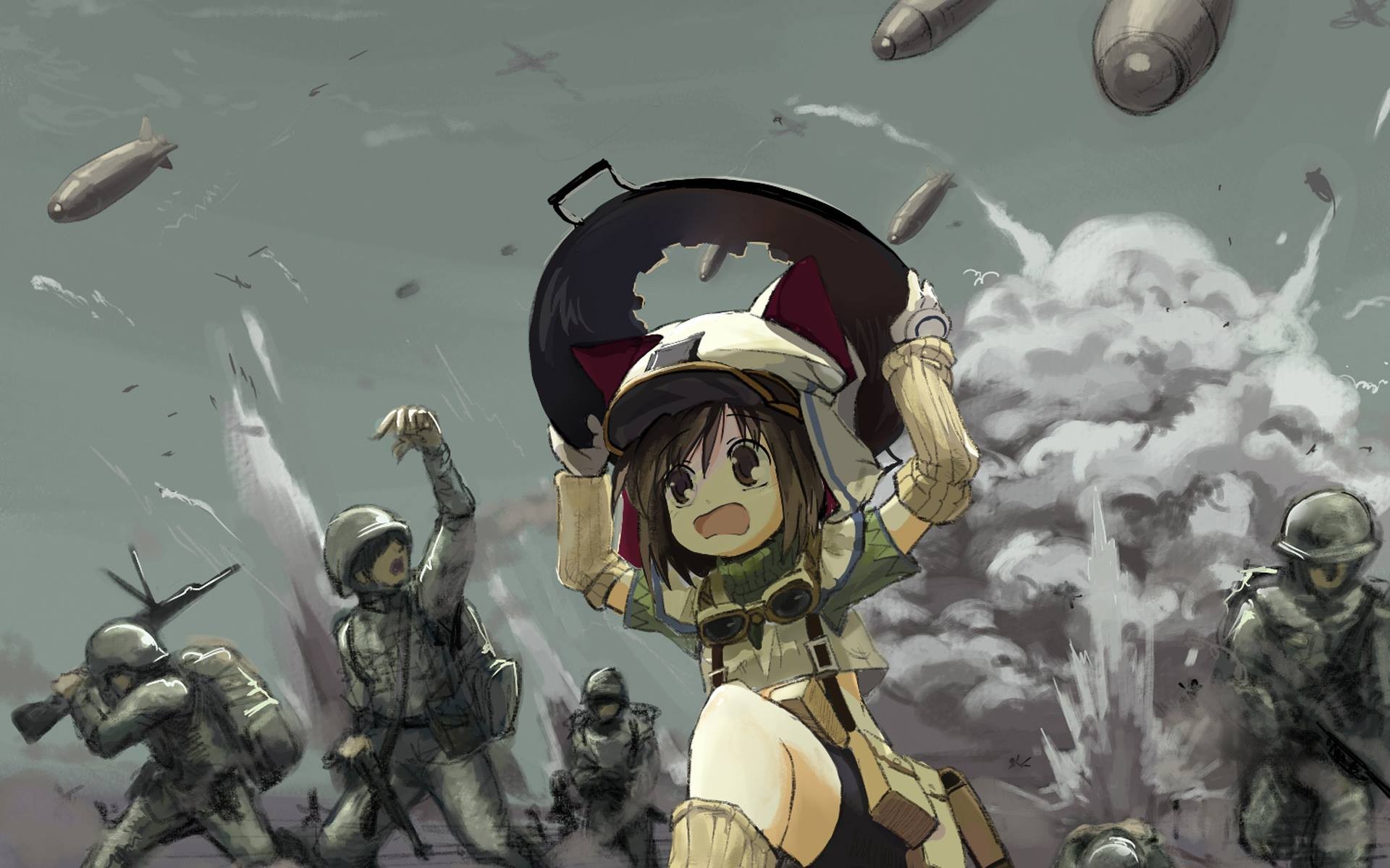 Anime 1920x1200 soldier bombs anime girls anime