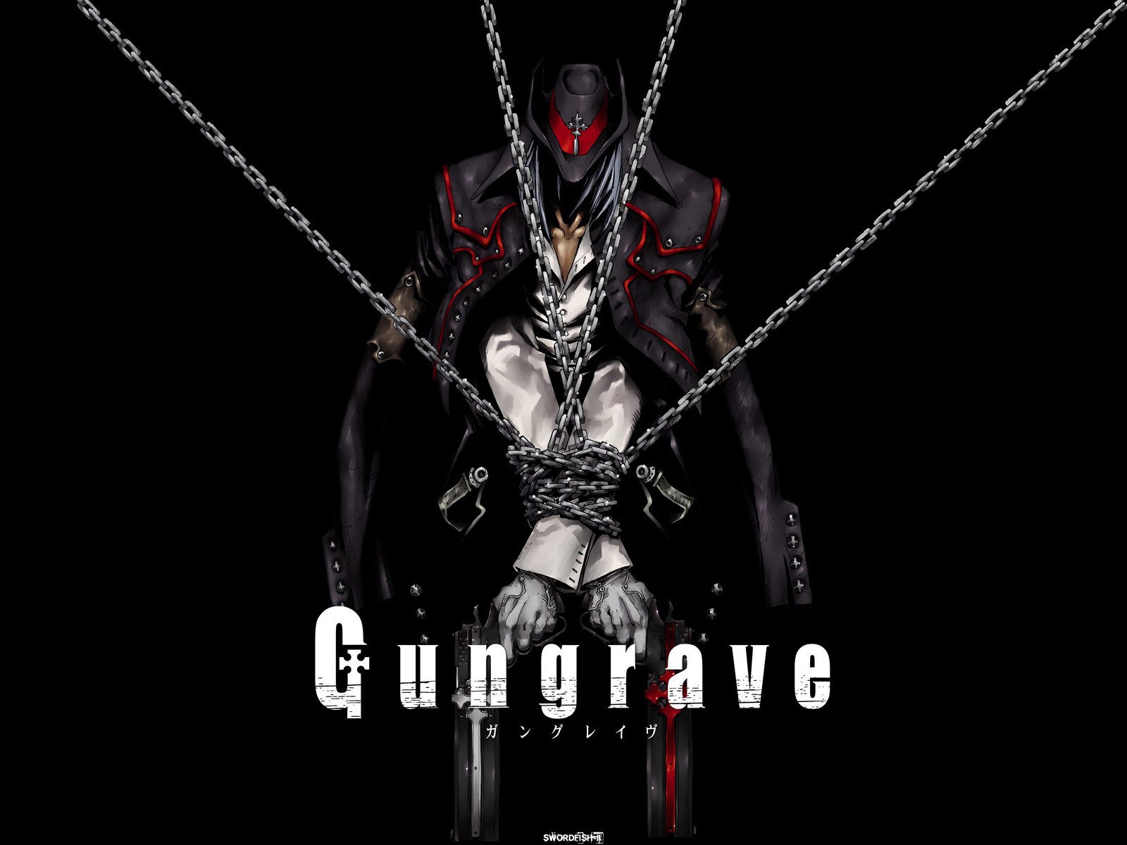 Anime 1600x1200 anime Gungrave chains black background simple background