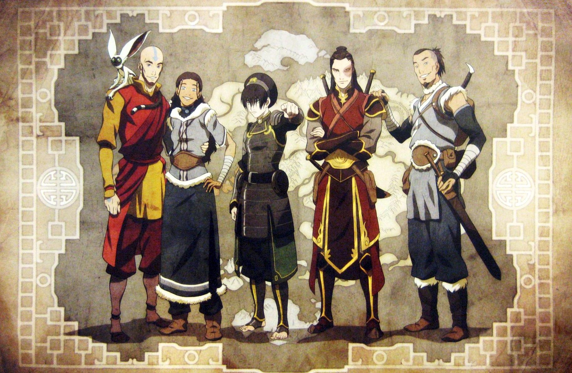 Anime 1827x1191 anime Avatar: The Last Airbender Aang Katara Toph Beifong Sokka Prince Zuko