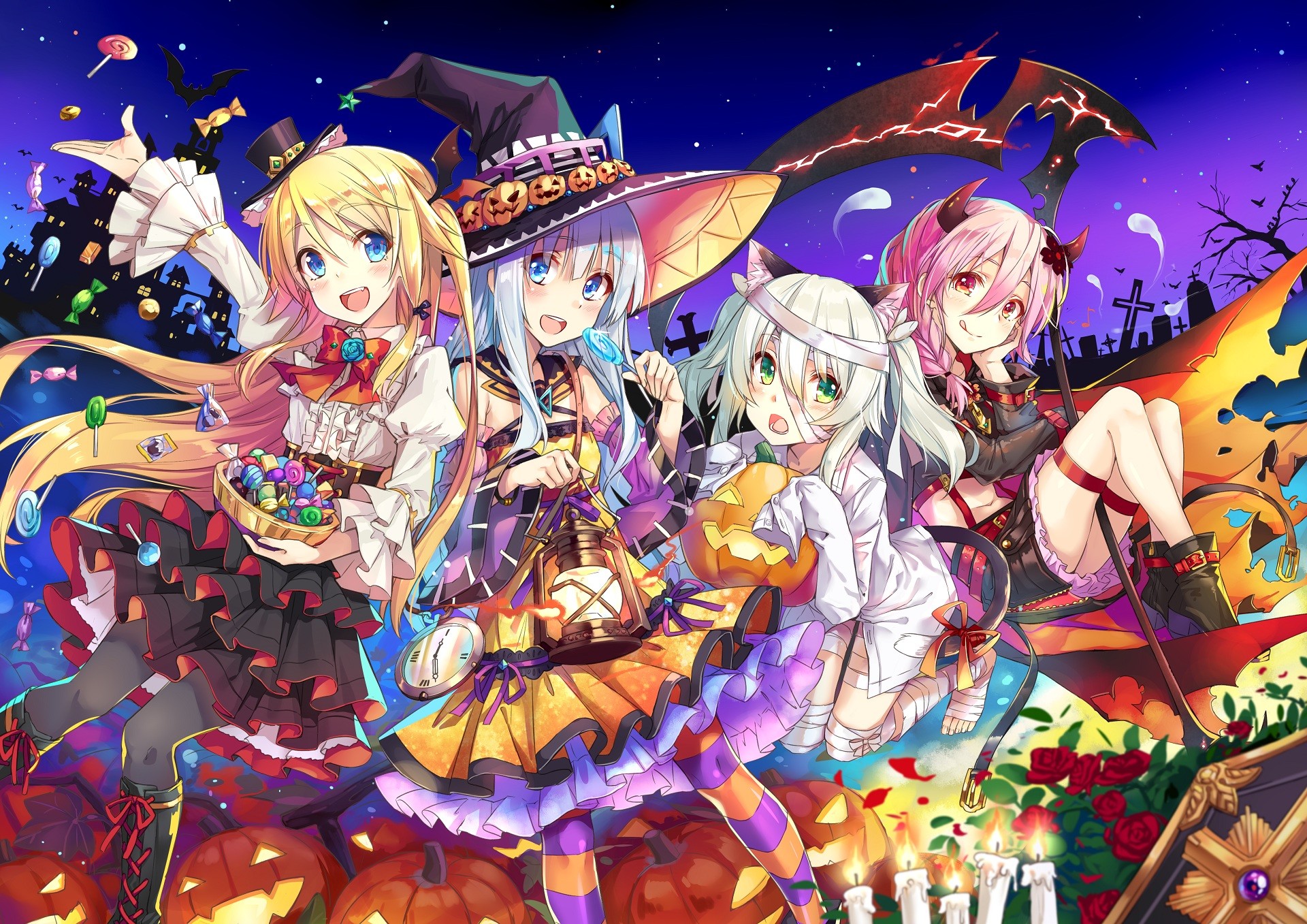 Anime 1920x1357 Halloween witch hat witch holiday