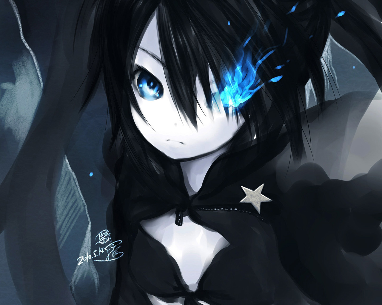 Blue Eyes Dark Hair Anime Black Rock Shooter Anime Girls 1280x1024 Wallpaper Wallhavencc