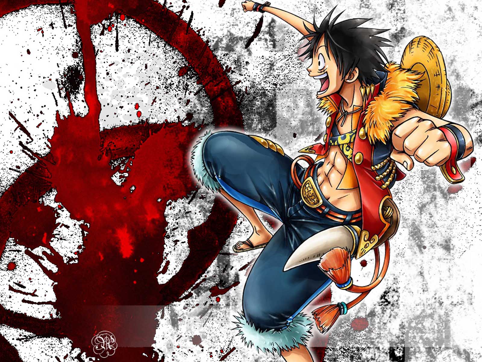 Anime 1600x1200 Monkey D. Luffy One Piece anime boys muscles open mouth