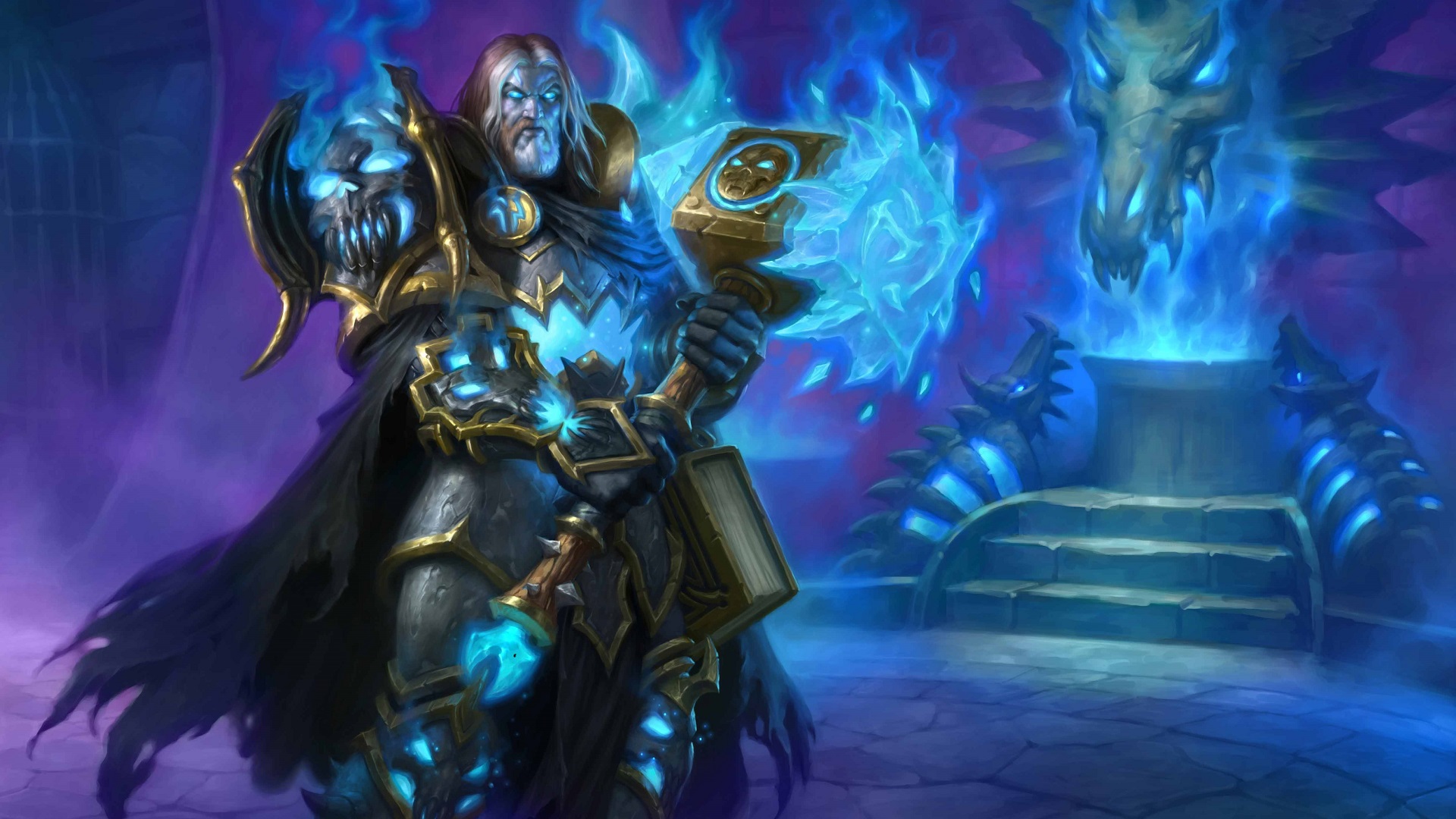 General 1920x1080 Hearthstone: Heroes of Warcraft Hearthstone Warcraft cards artwork Knights of the frozen throne Death Knight Uther the Lightbringer video games video game characters Blizzard Entertainment
