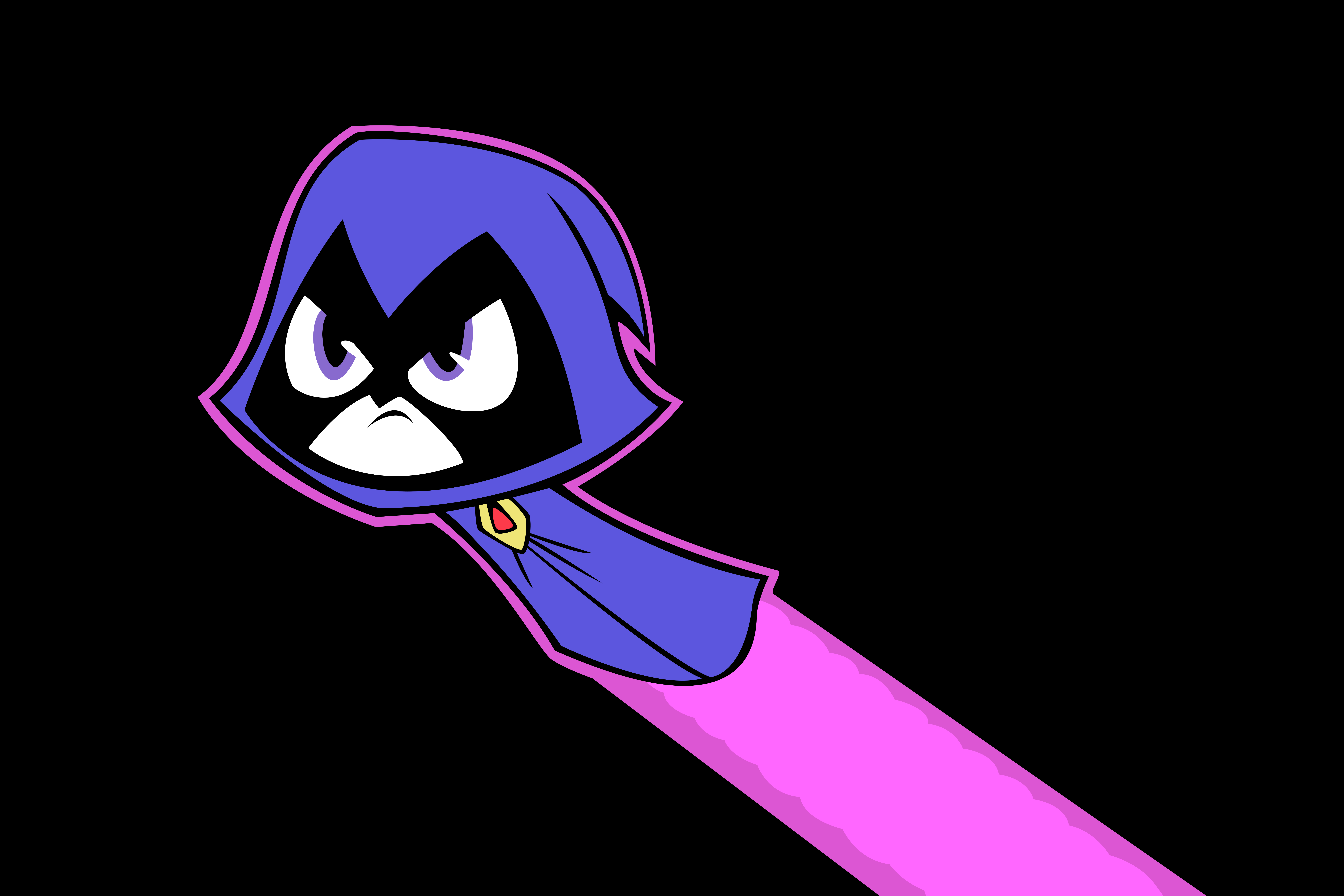 General 9000x6000 Teen Titans Raven (DC Comics) simple background purple eyes Cartoon Network black background cartoon minimalism