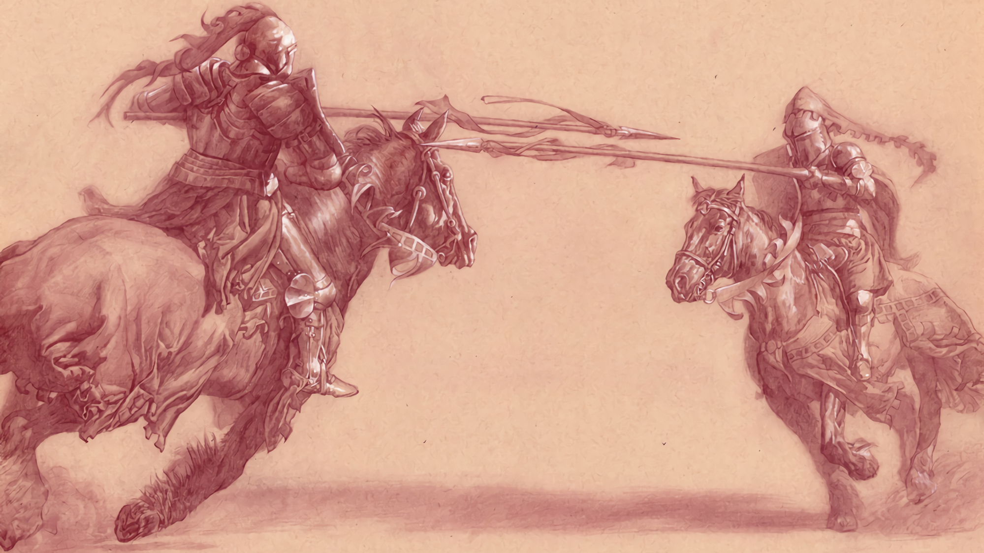 General 1999x1125 battle lance horse riding horse knight beige background beige fantasy art artwork
