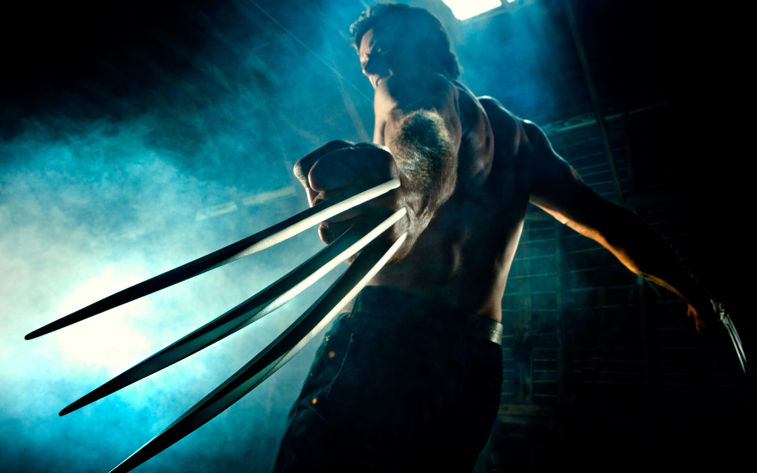 General 2560x1600 Wolverine movies claws warrior X-Men cyan adamantium shirtless Mutant superhero Marvel Comics