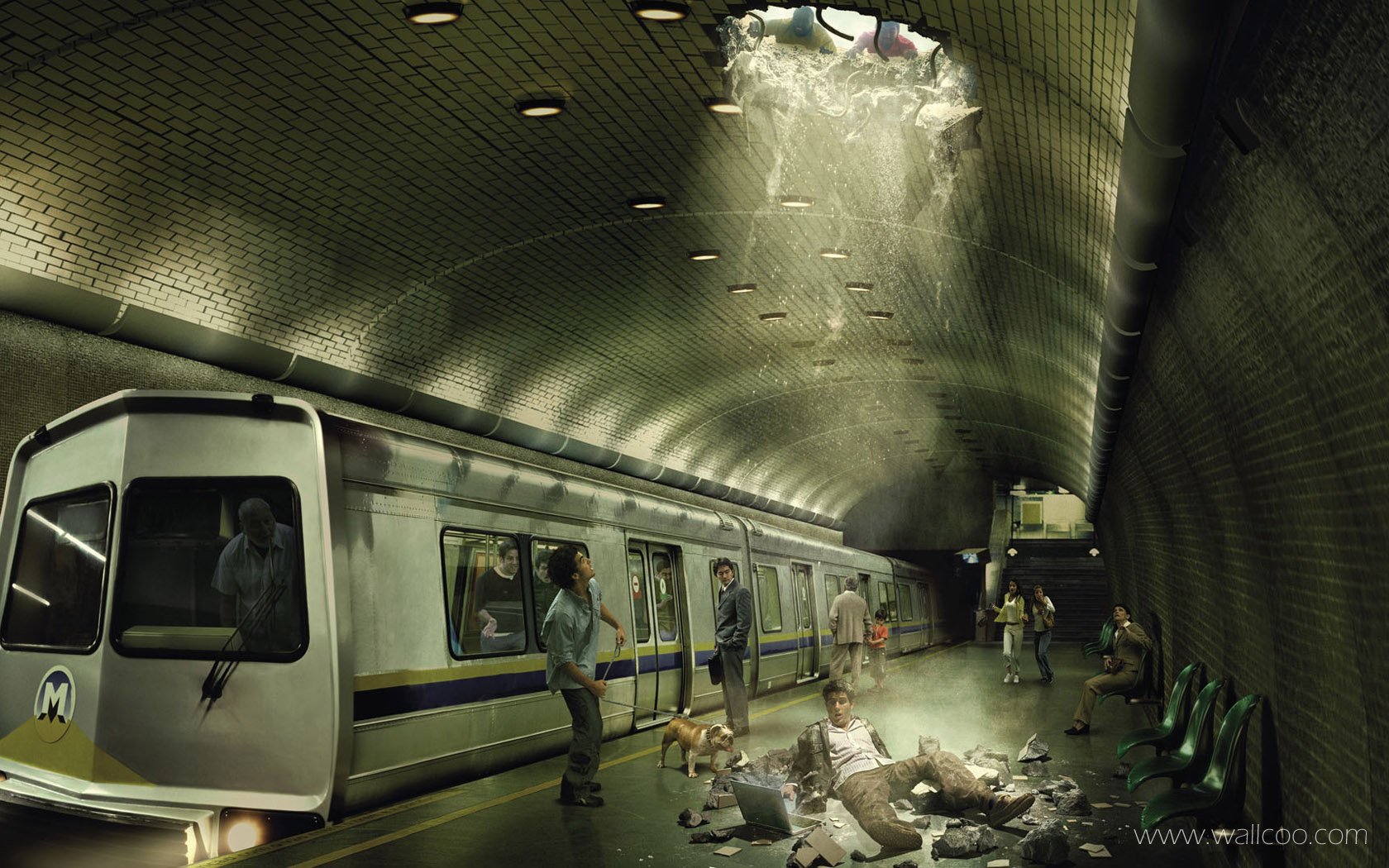 General 1680x1050 photoshopped digital art subway train