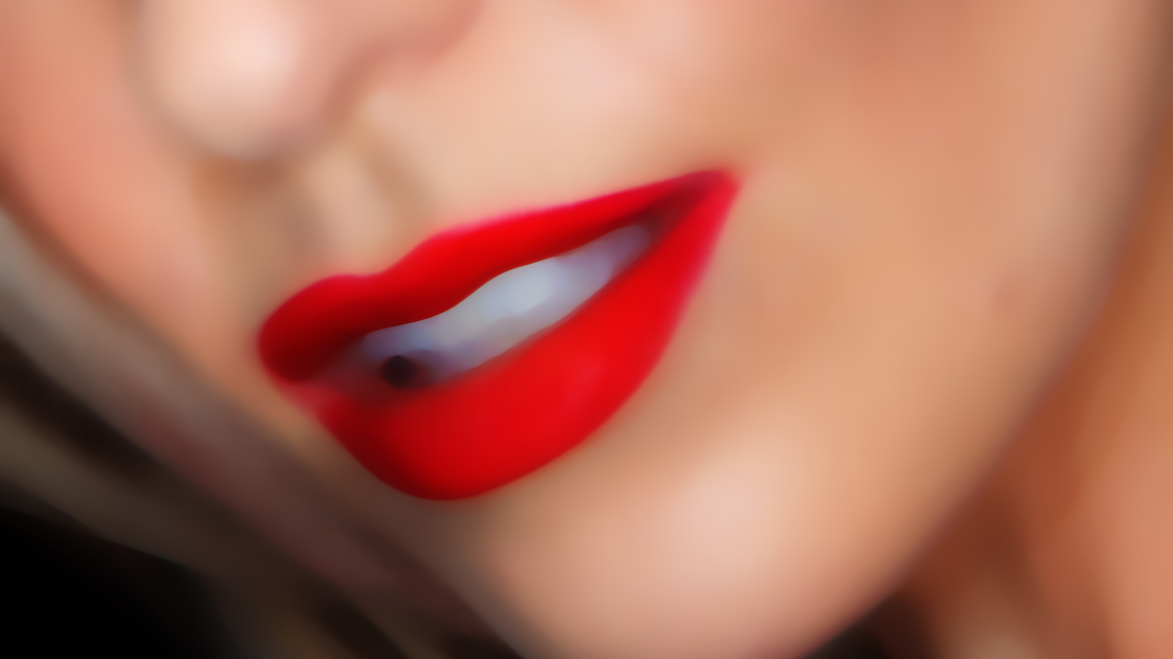 General 3840x2160 women red lipstick teeth face closeup