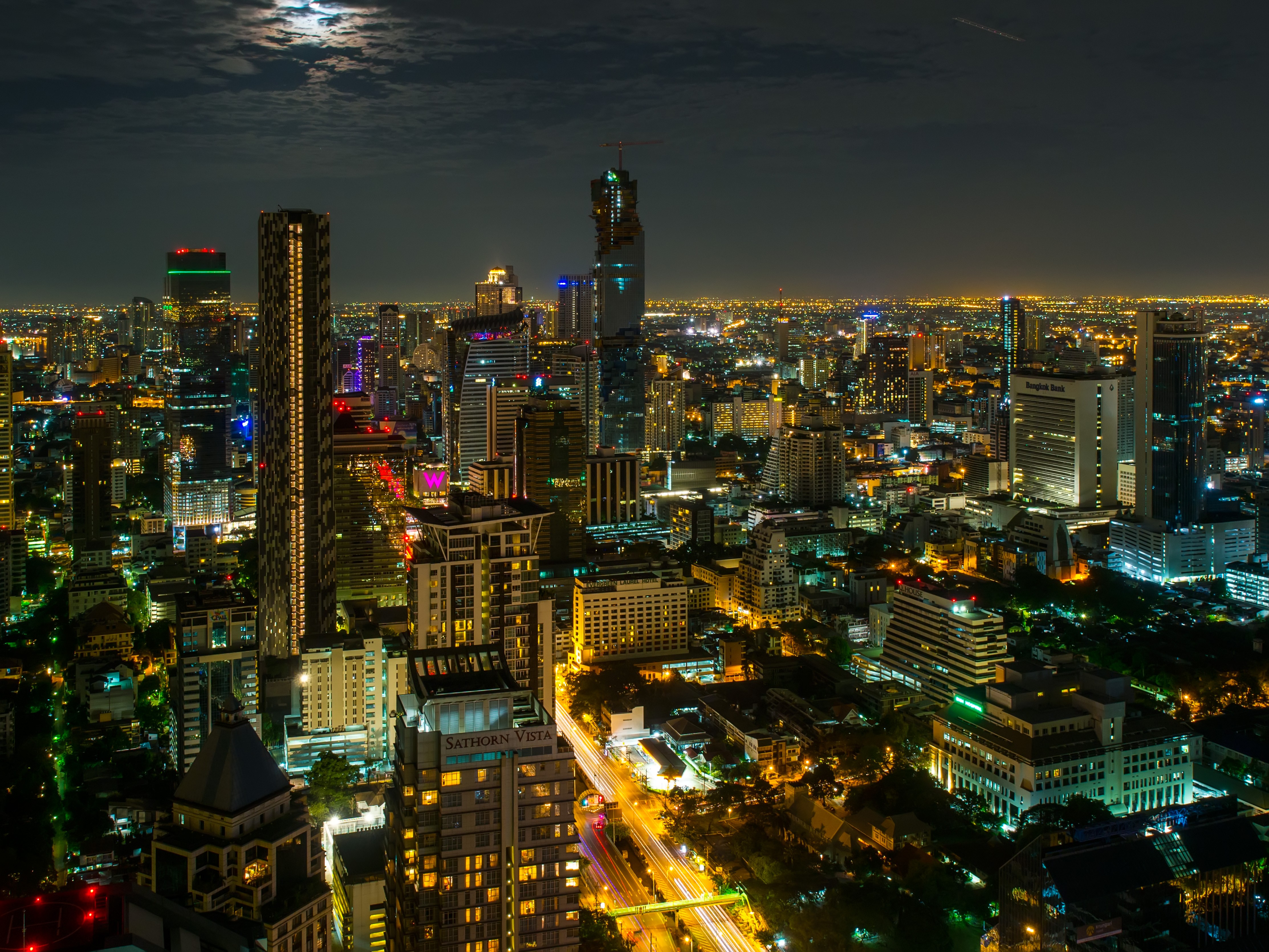 General 4452x3340 cityscape night city low light aerial view sky Thailand Bangkok Asia