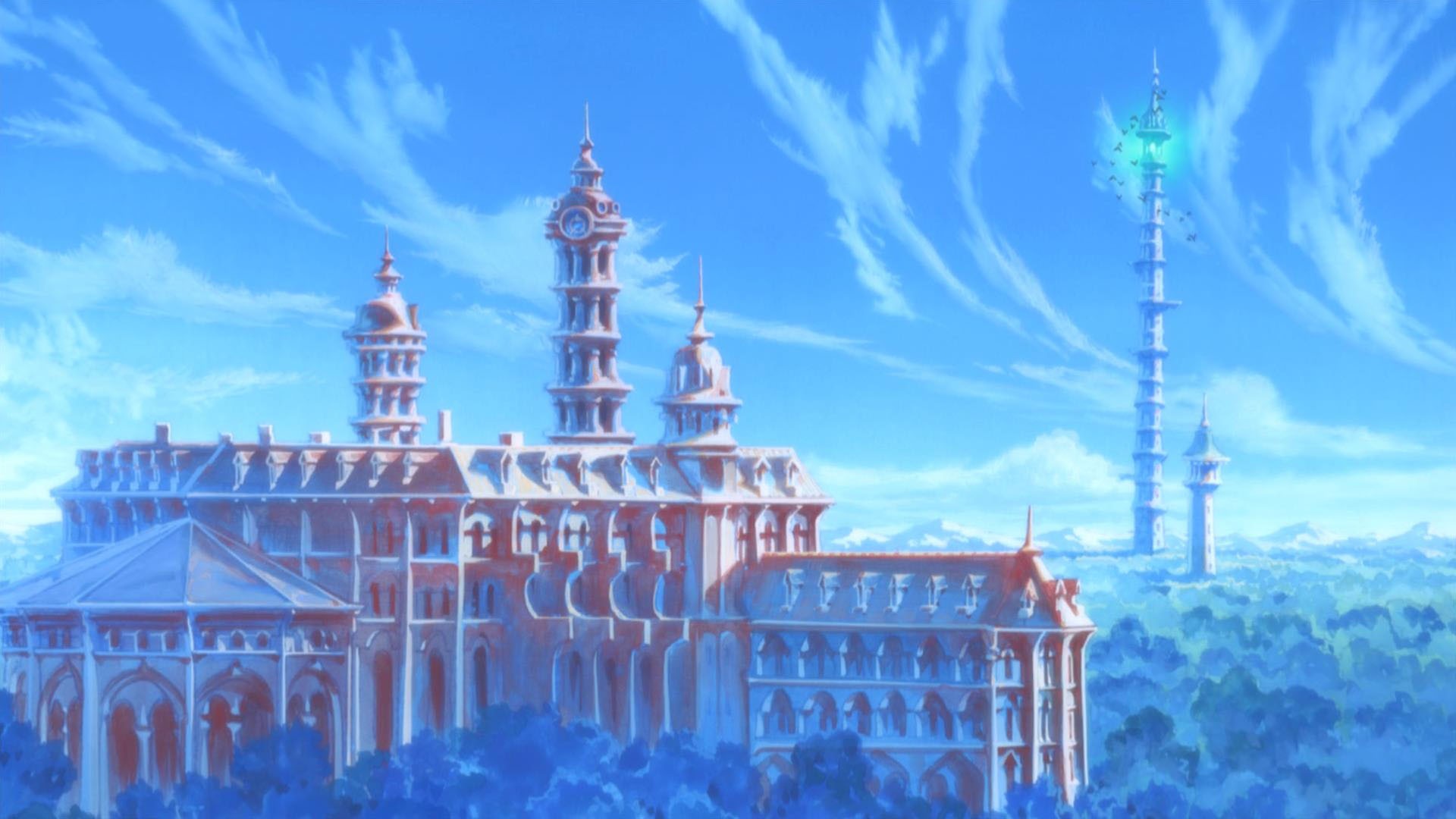 Anime 1920x1080 Little Witch Academia anime sky cyan building