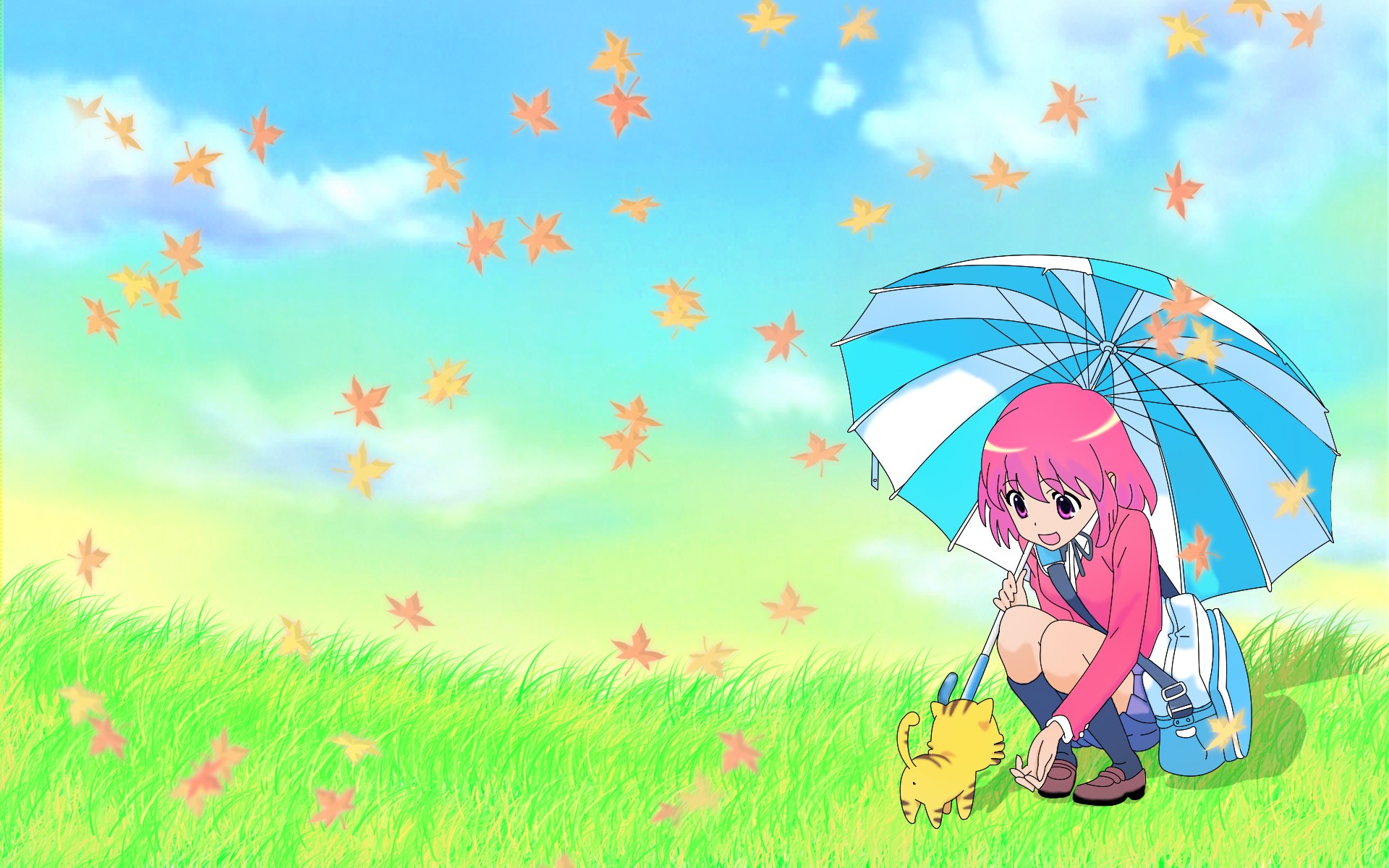 Anime 1920x1200 Toradora! Kushieda Minori umbrella pink hair anime girls anime women with umbrella animals