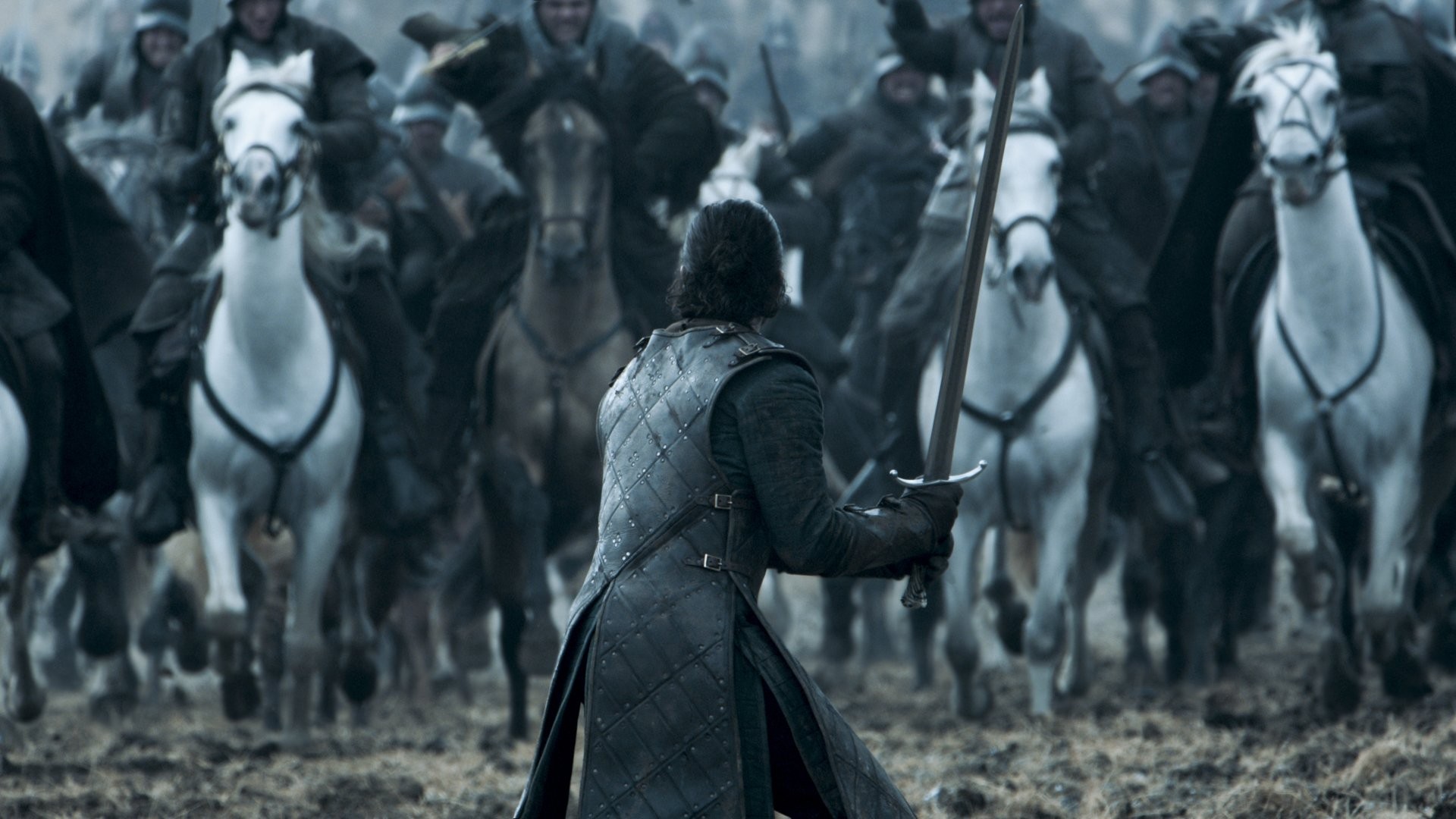 People 1920x1080 Game of Thrones Battle of the Bastards Jon Snow Kit Harington TV series actor film stills sword men horse