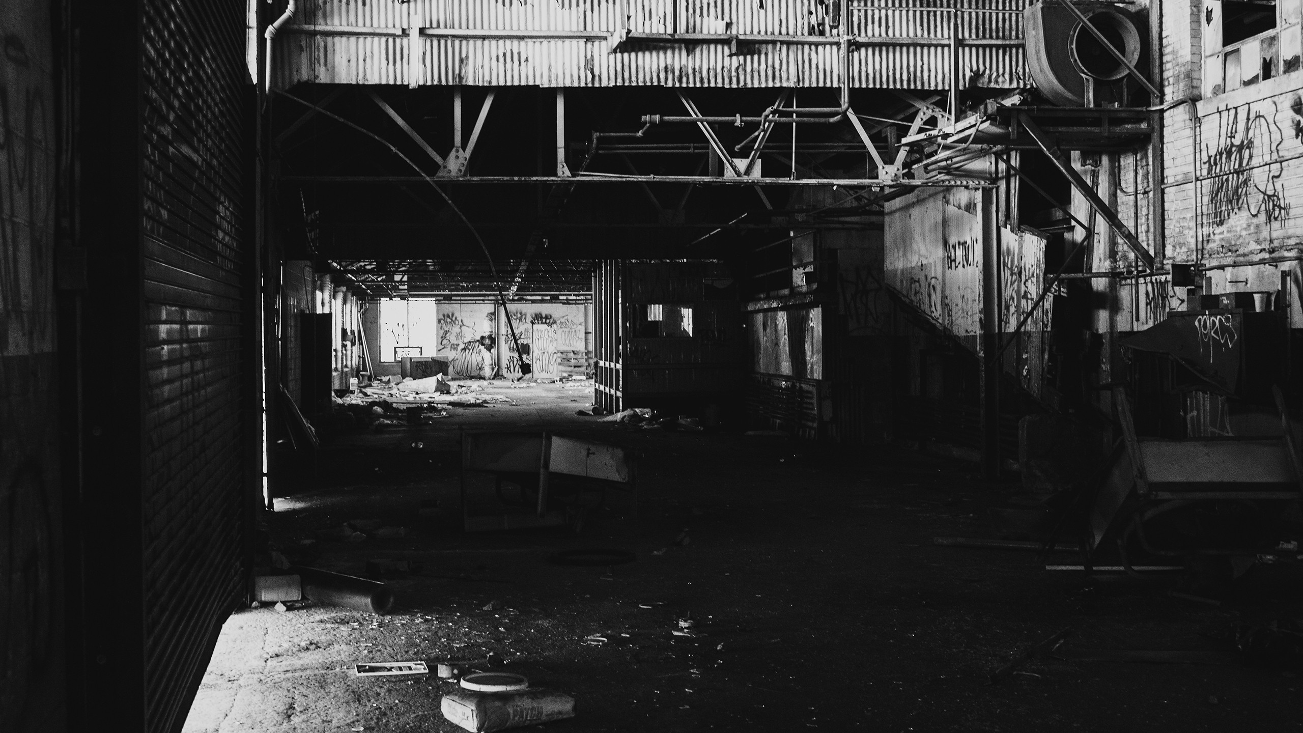 General 2560x1440 city factories photography monochrome urban decay urban dark