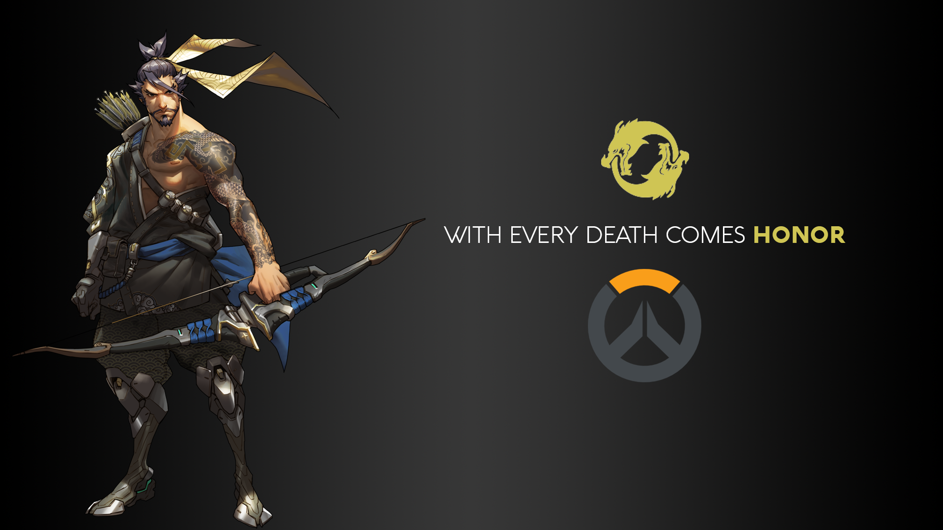 General 1920x1080 Blizzard Entertainment Overwatch video games logo DXHHH101 (Author) Hanzo (Overwatch) video game characters inked men video game men men bow and arrow dark background PC gaming