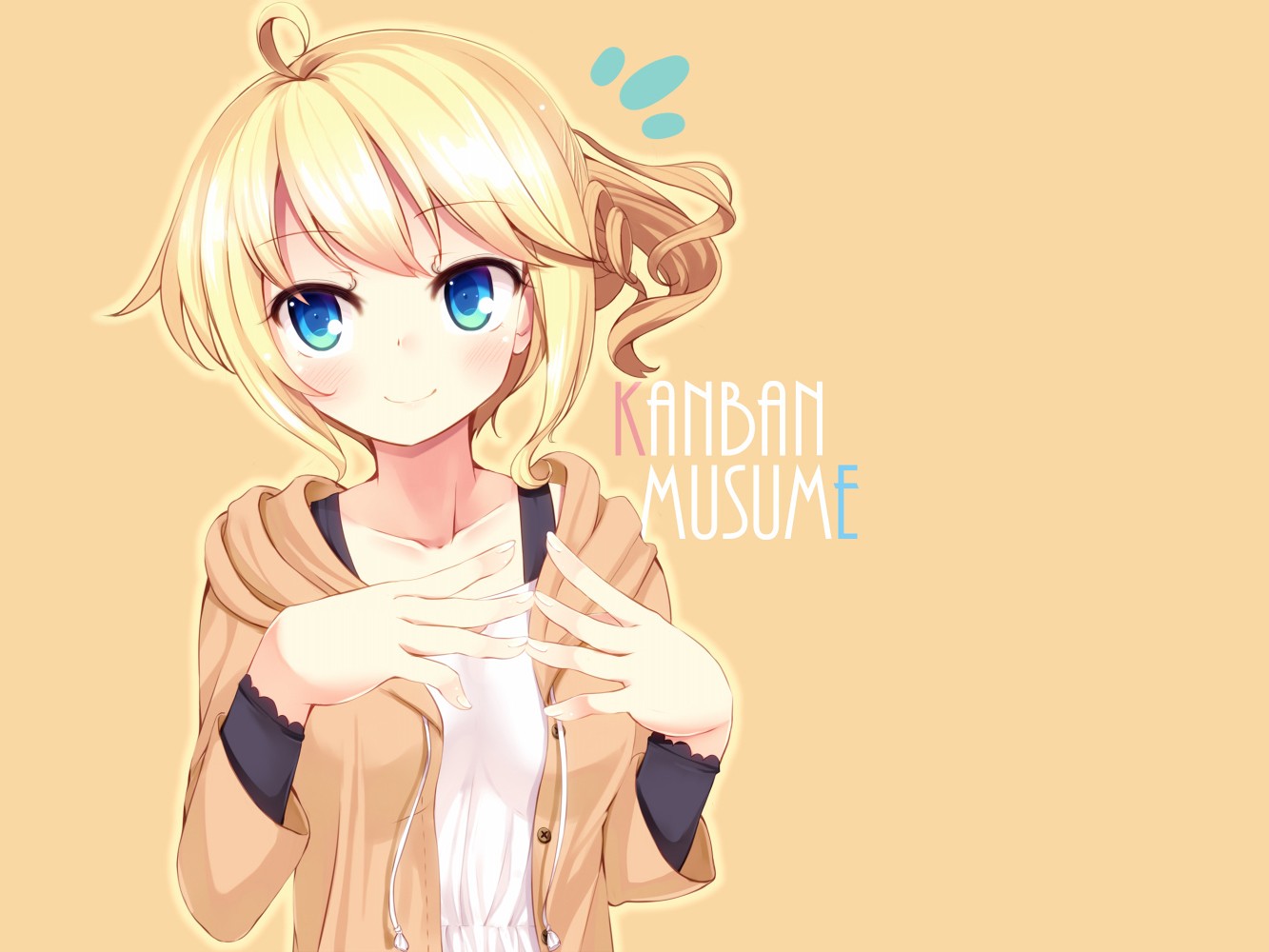 Anime 1333x1000 anime girls blonde blue eyes original characters simple background anime smiling