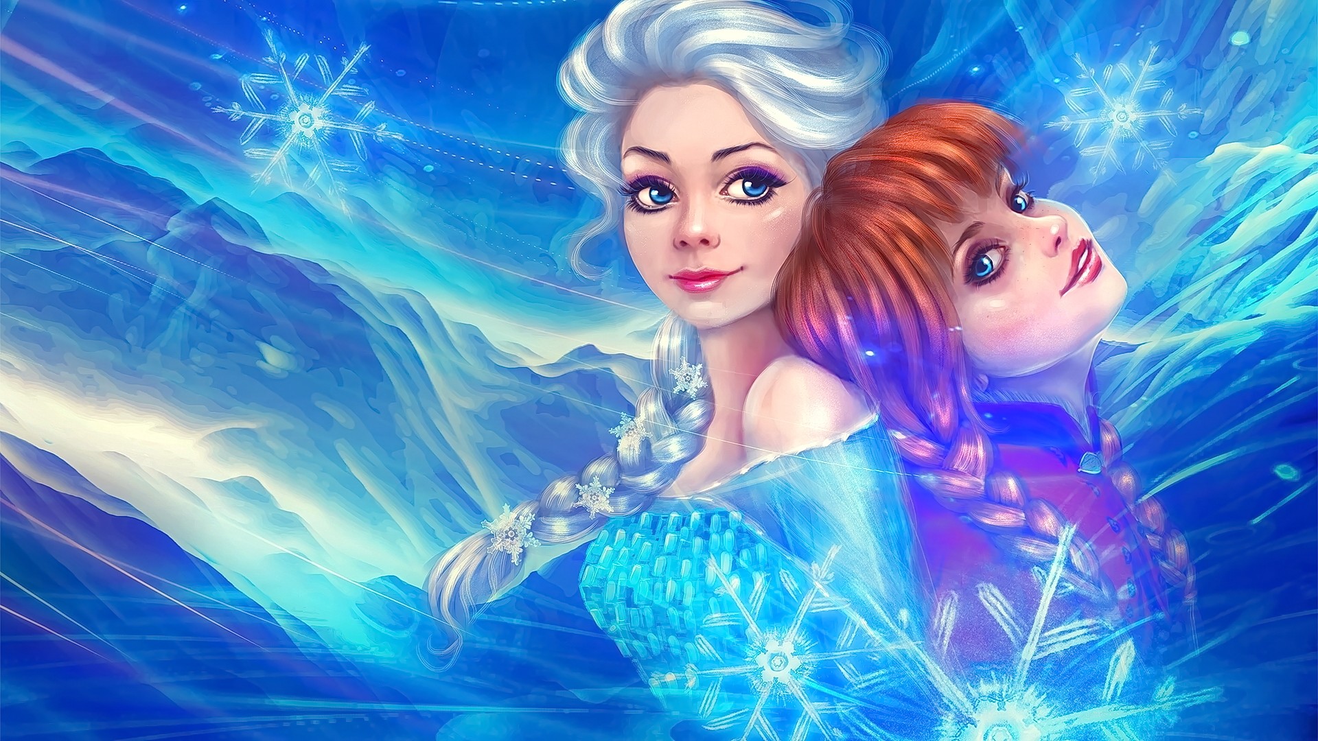 Anime 1920x1080 Frozen (movie) Disney fan art princess women two women movie characters fantasy art fantasy girl