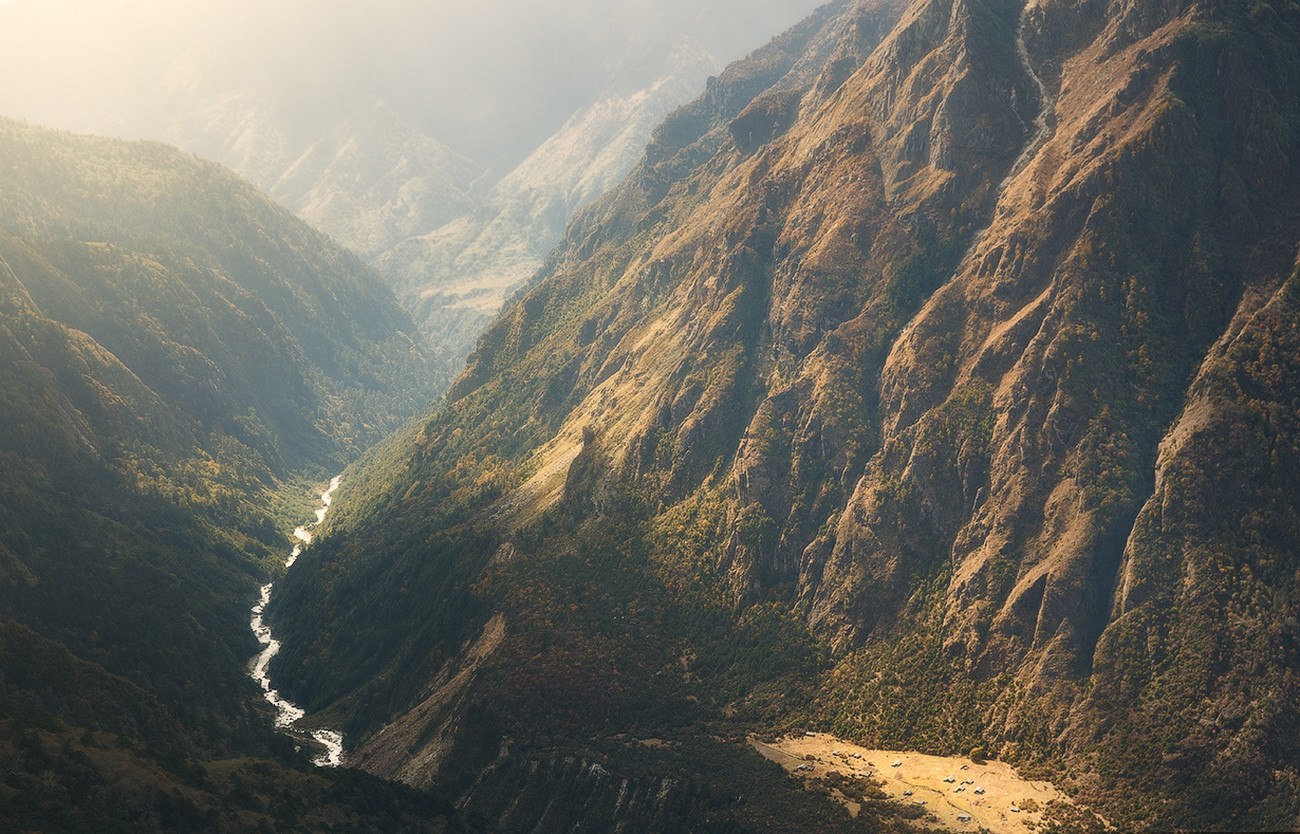 General 1300x834 nature landscape mountains river mist waterfall shrubs sunlight Himalayas Nepal