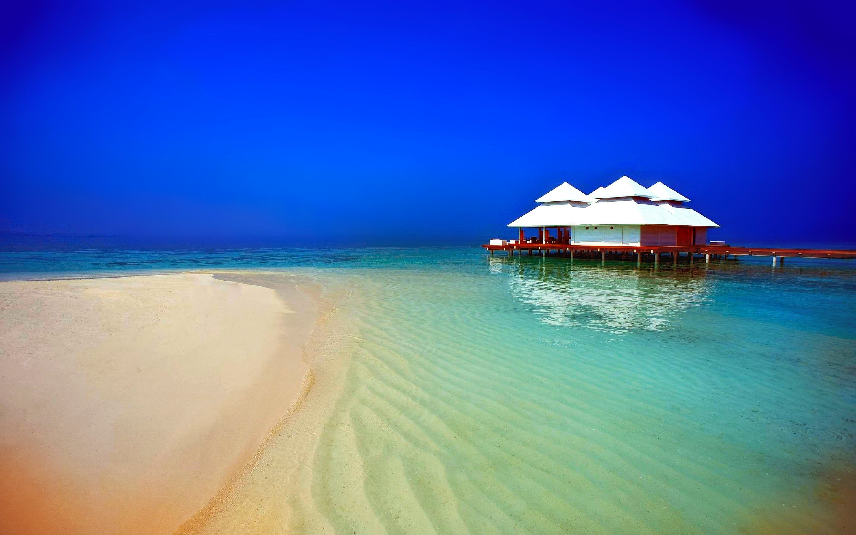 General 2960x1850 sea bungalow tropical beach resort sky horizon nature outdoors sand