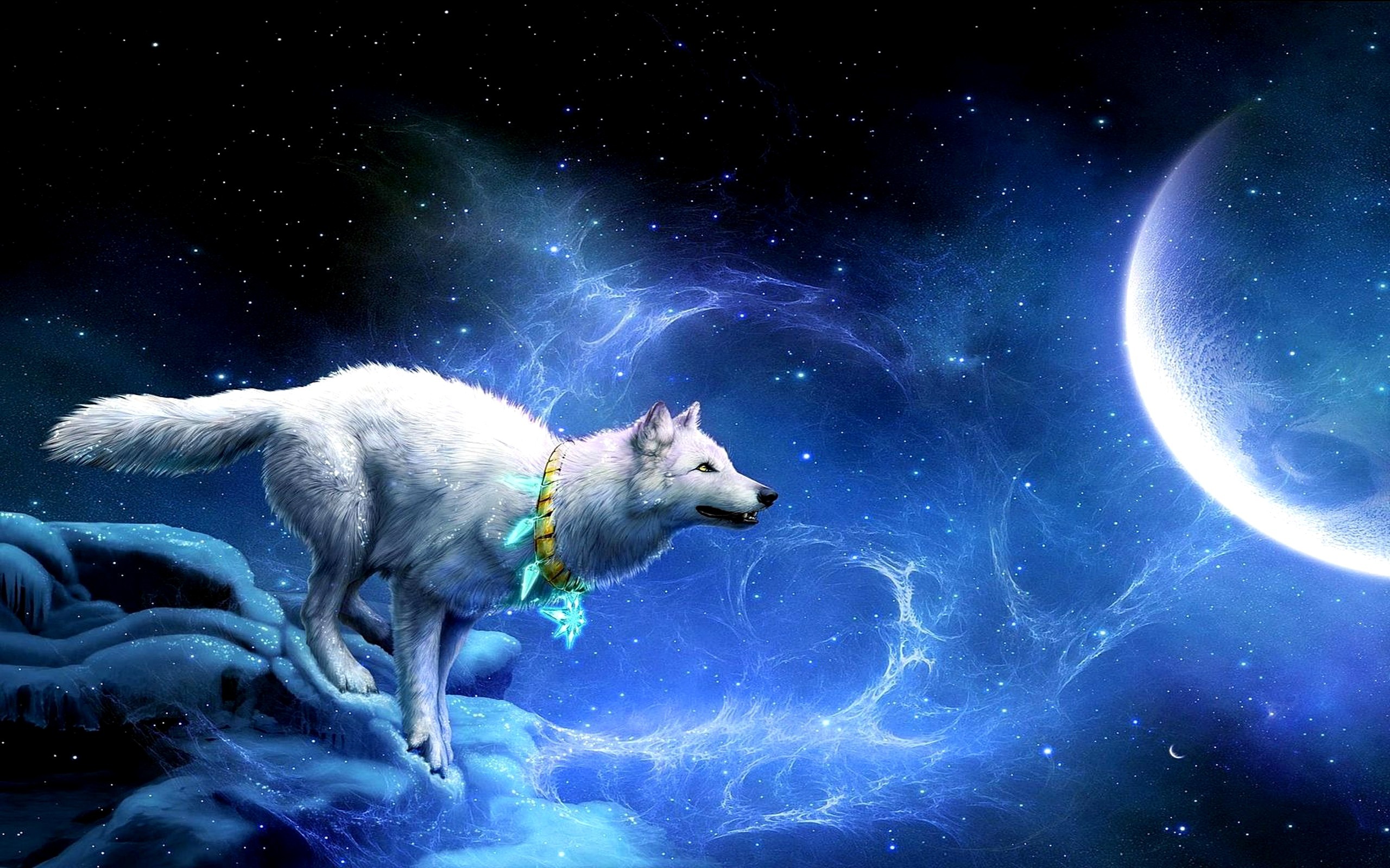 General 2560x1600 space art wolf animals space artwork sky stars mammals