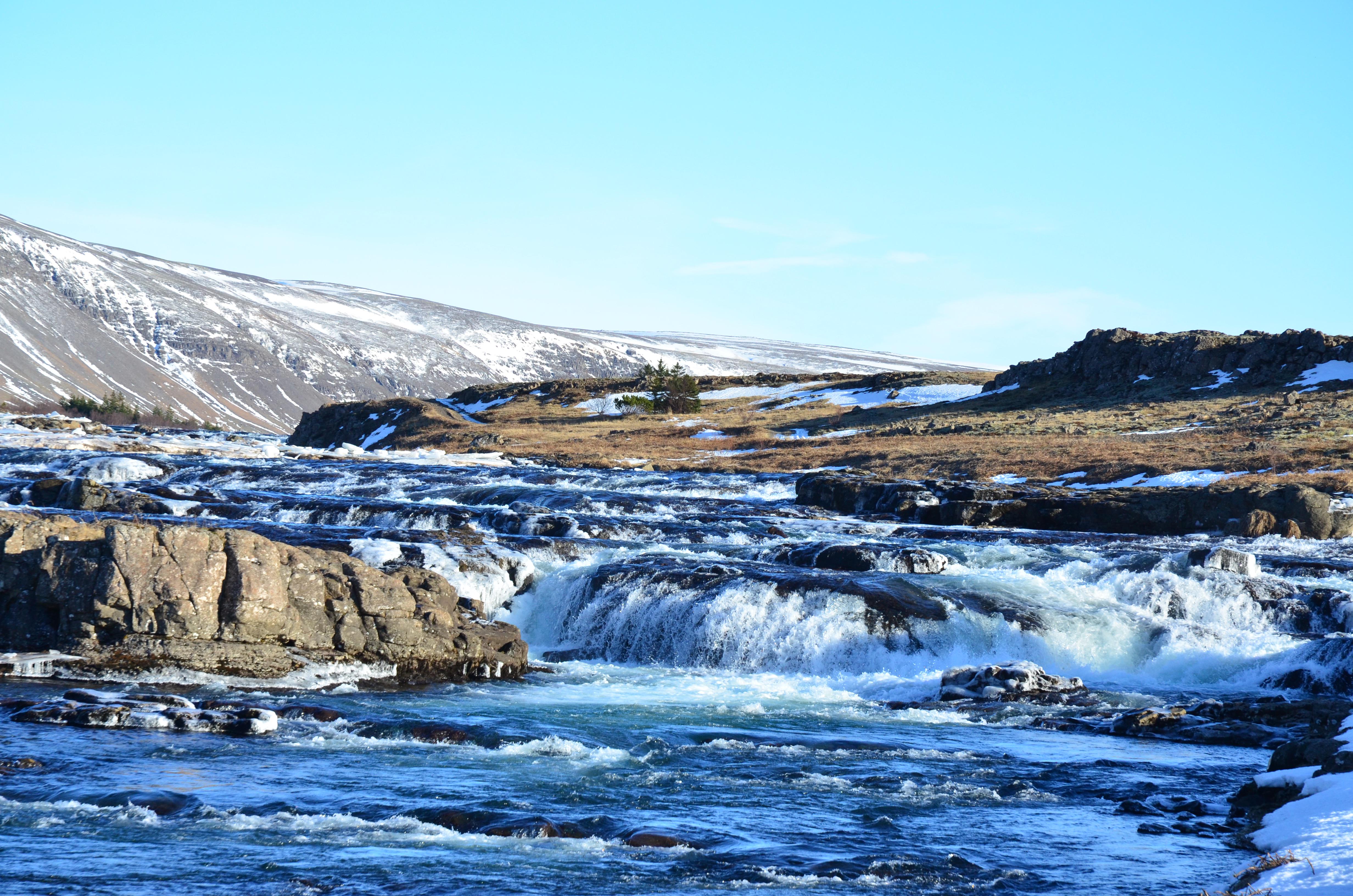 General 4928x3264 landscape Iceland nature waterfall snow winter tundra water sunlight sky
