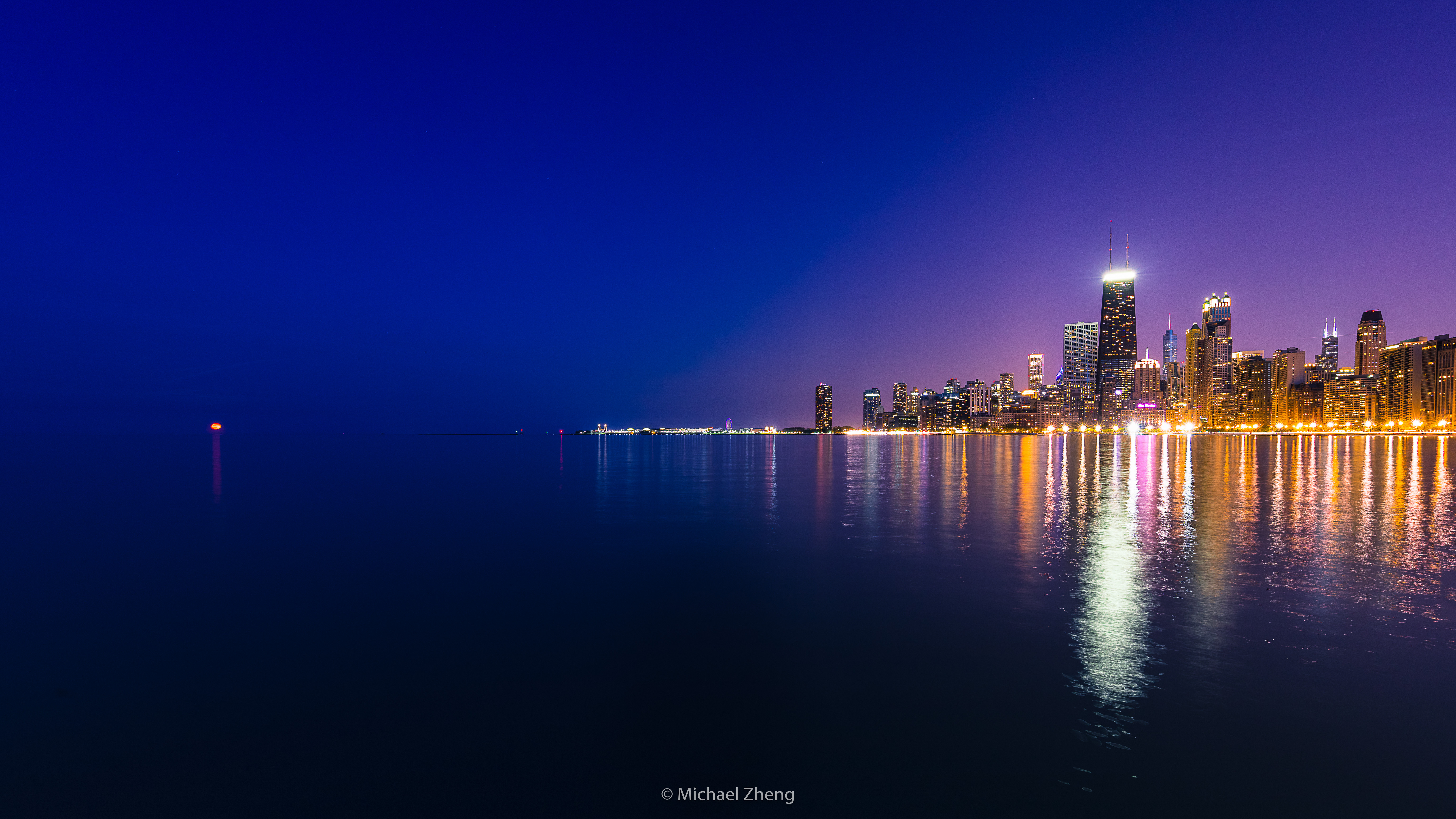General 6144x3456 Chicago photography landscape city night water reflection city lights