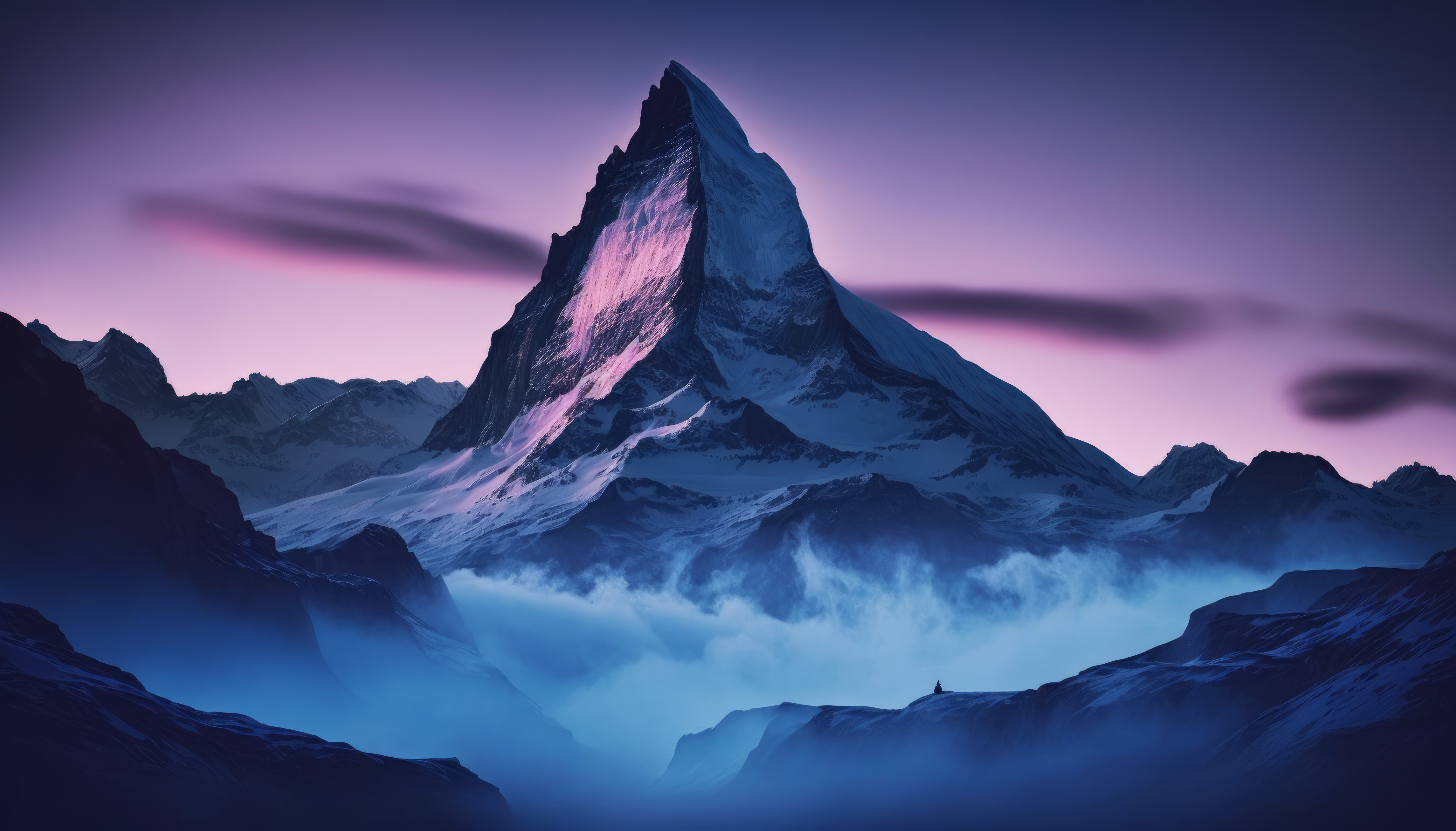 General 4579x2616 AI art illustration Matterhorn mountains snow clouds