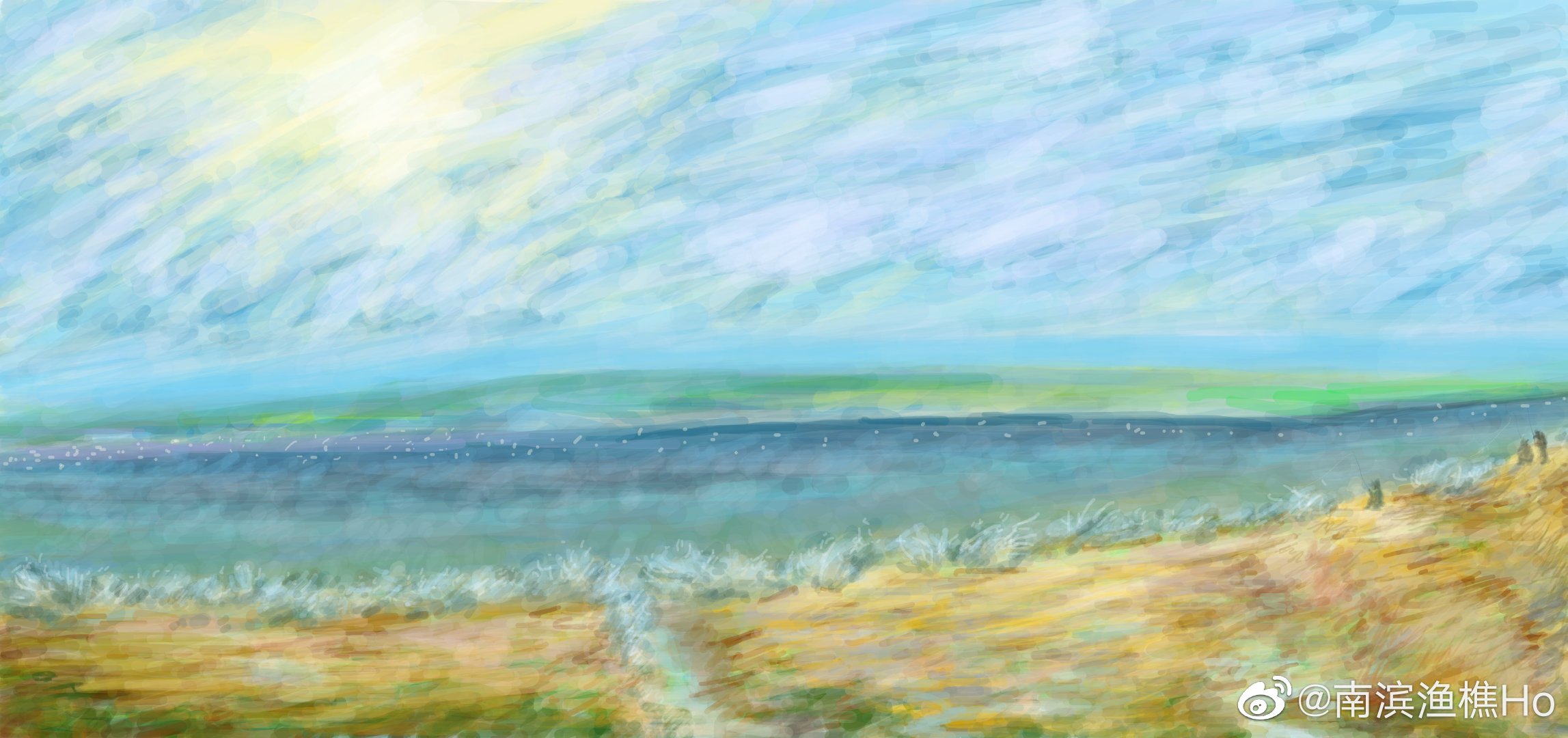 General 2295x1080 landscape river sky spring modern impressionism digital painting painting artwork digital art
