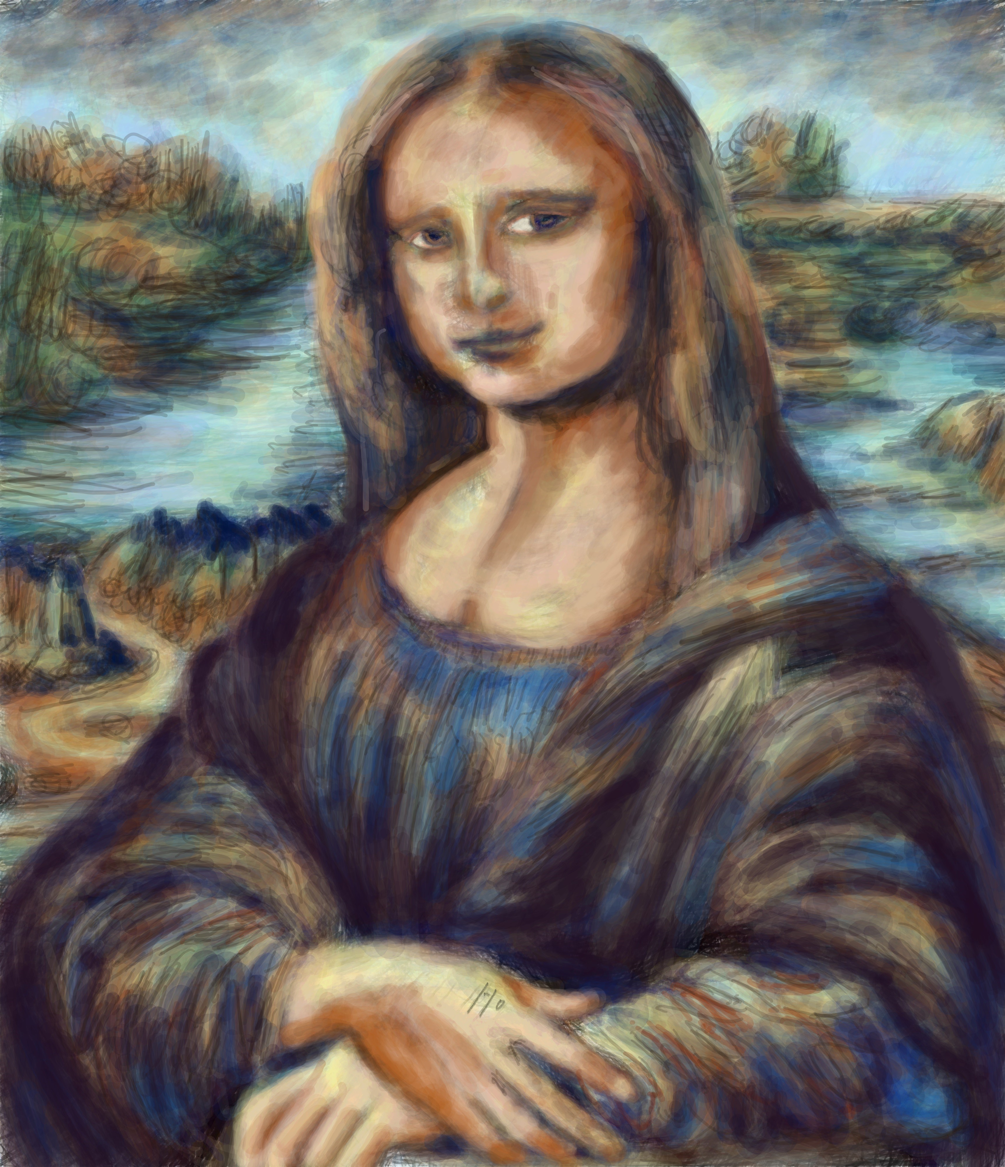 People 3452x4008 Mona Lisa Leonardo da Vinci painting digital painting classic art oil painting nature women AI art