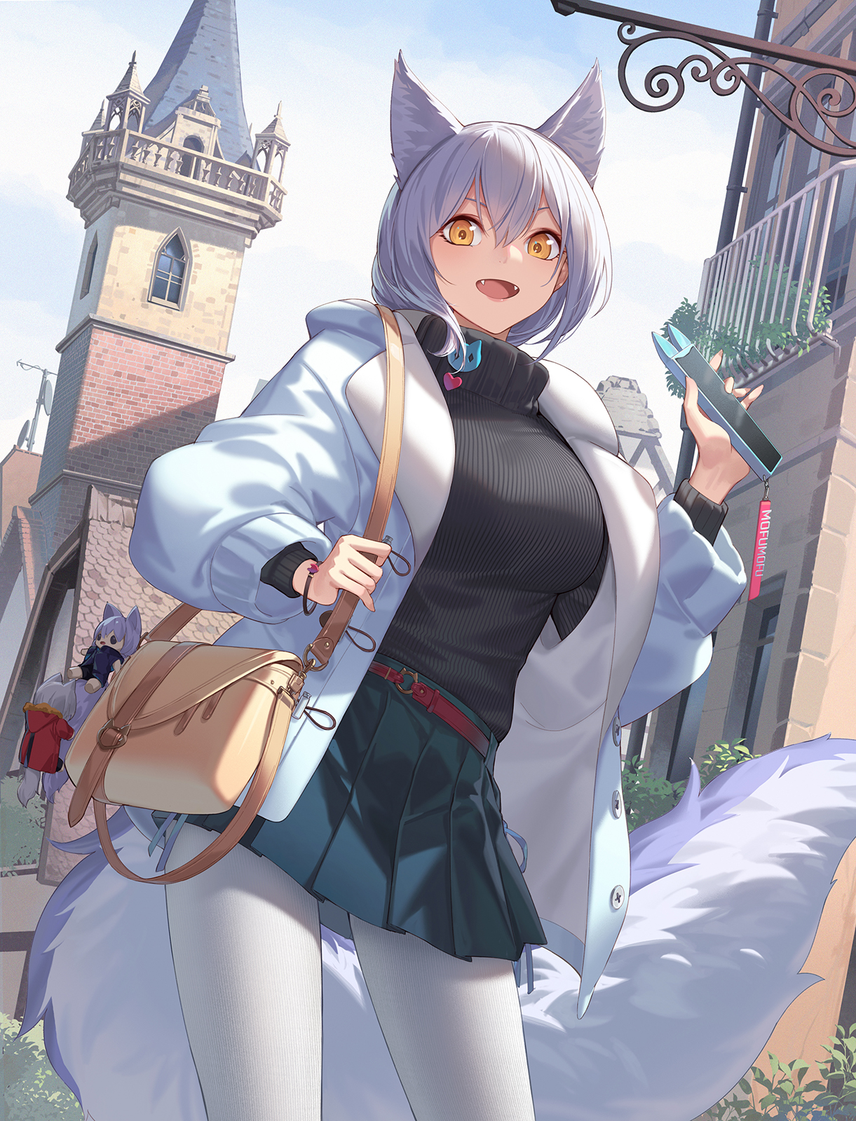 Anime 1221x1600 fox ears anime girls fox girl fox tail purse white hair yellow eyes Arknights Provence (Arknights)