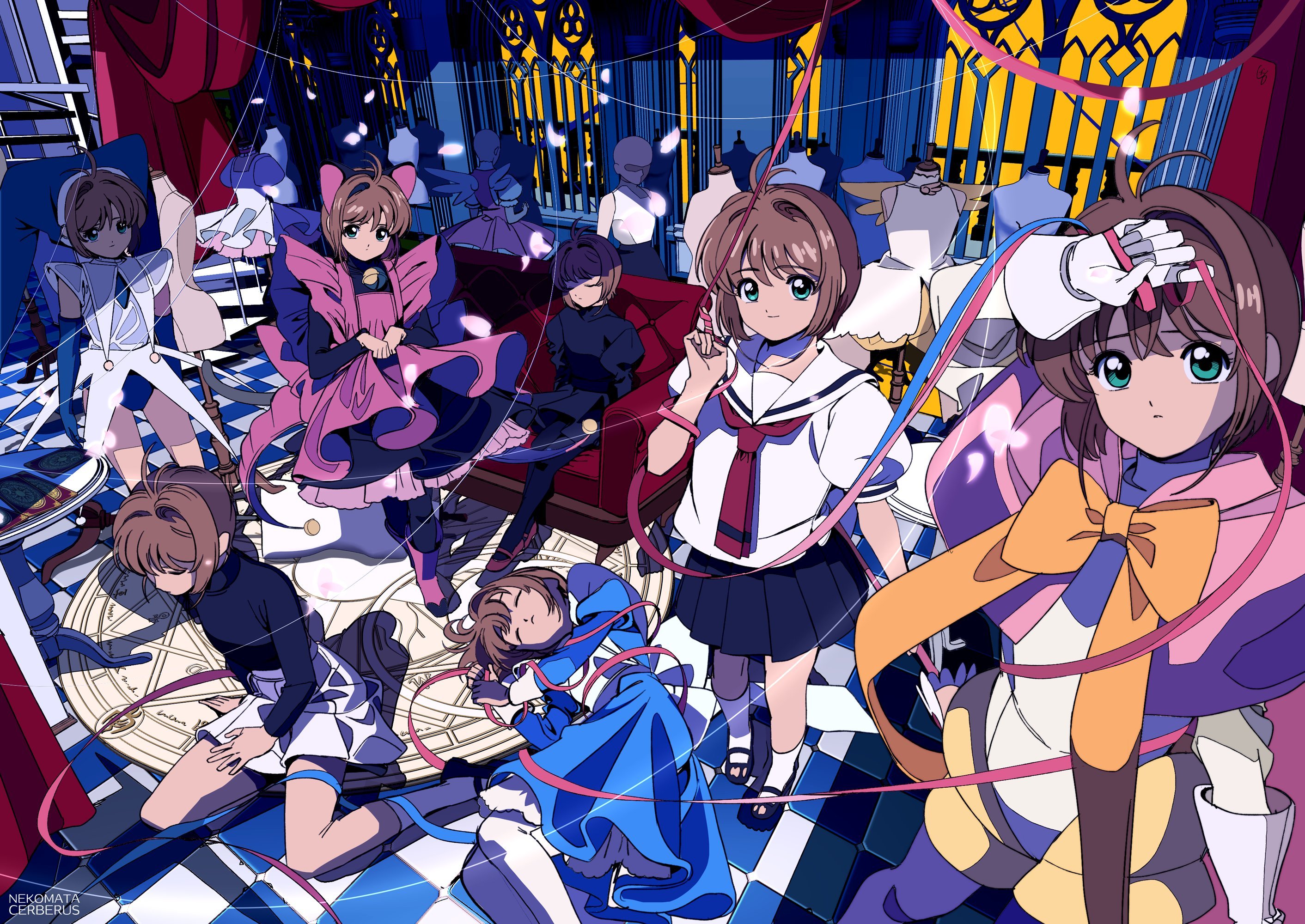 Anime 2824x2000 Cardcaptor Sakura anime girls high angle schoolgirl school uniform